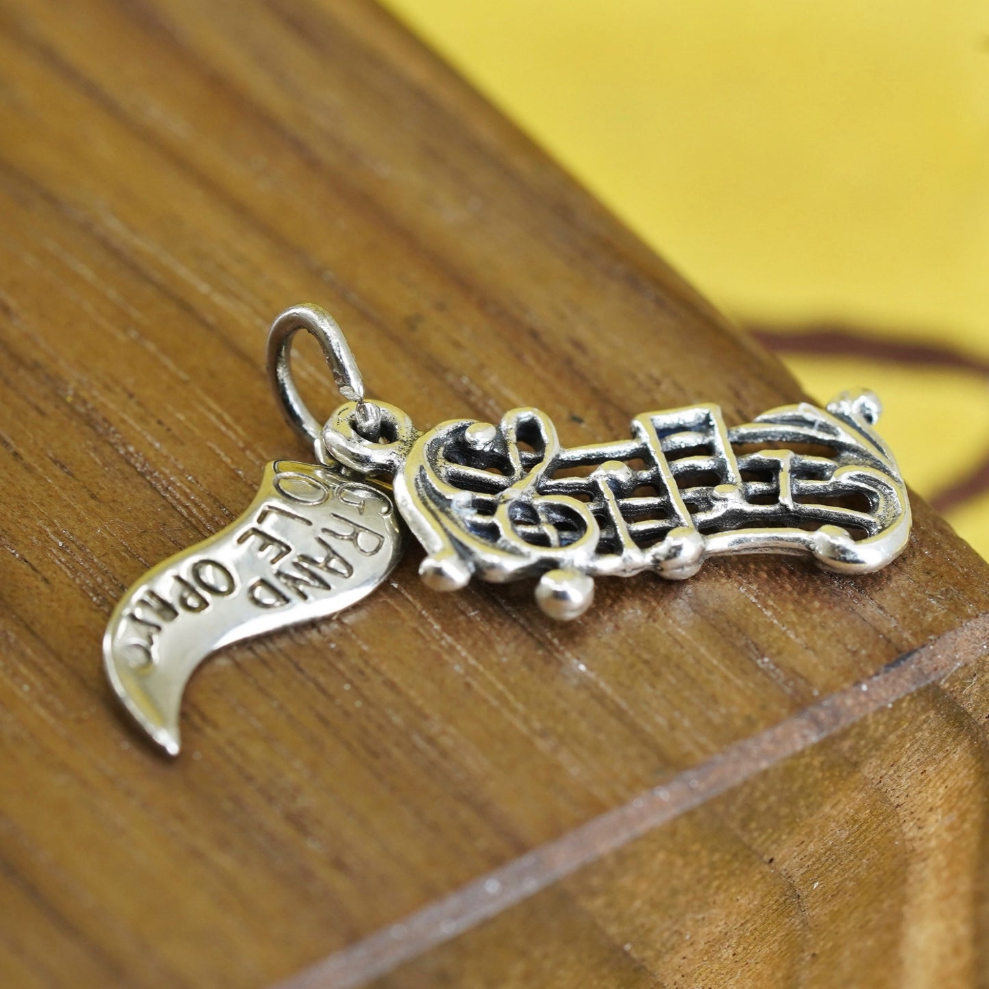 Vintage sterling silver handmade pendant, 925 silver music note charm