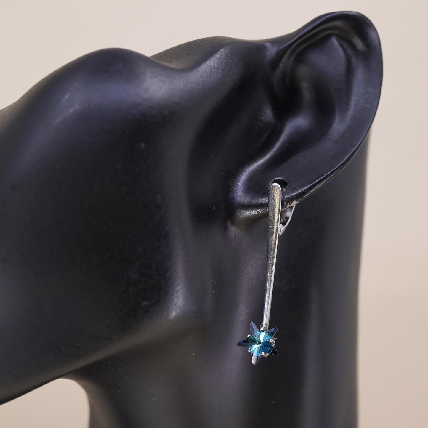 Jenavi Sterling 925 Silver single 1 earring blue crystal star, Latch Back