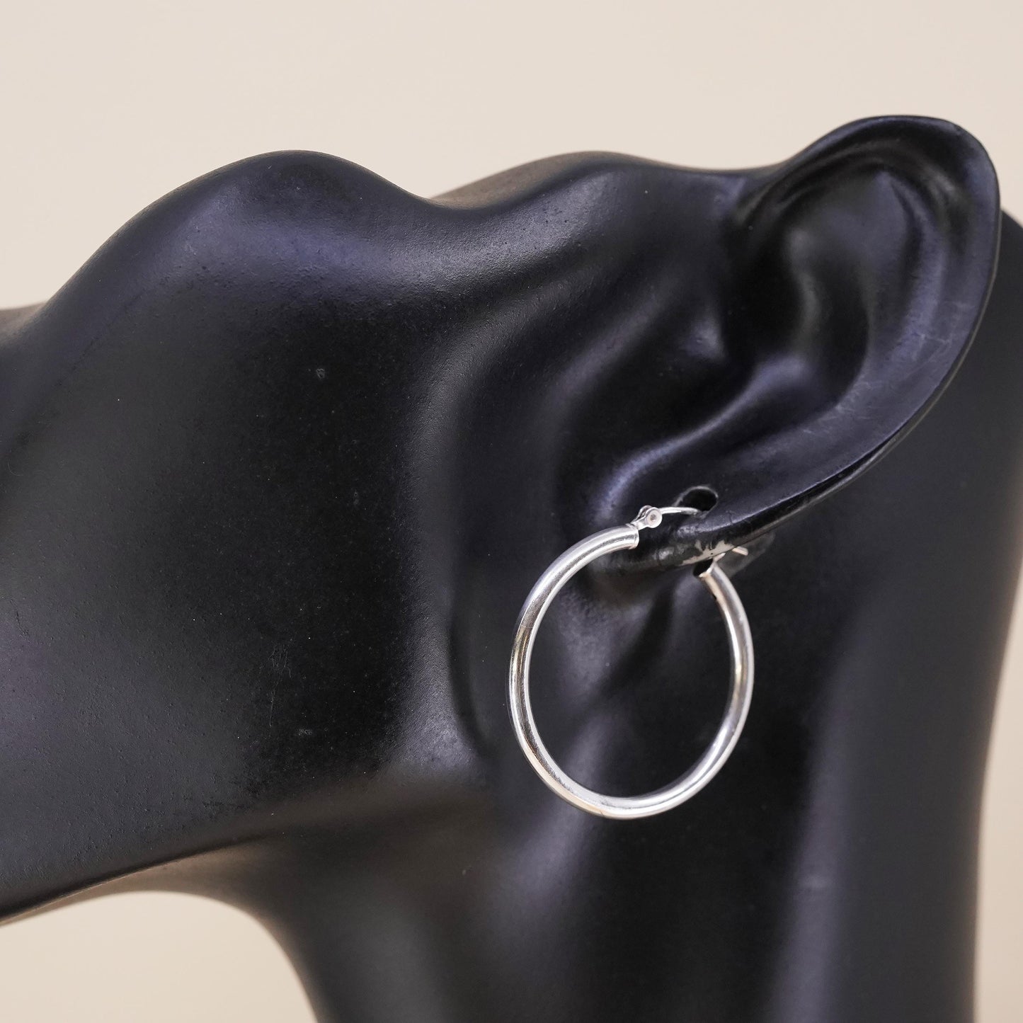 1.25", Vintage sterling silver single earring, bold minimalist primitive hoop