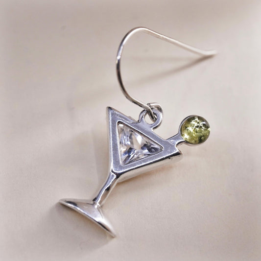 Vintage Shube sterling silver single earring, 925 cocktail single charm with CZ