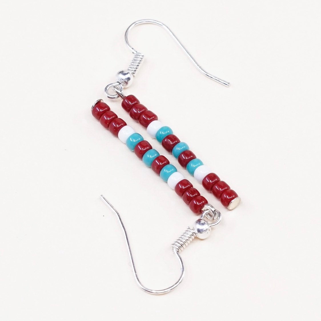 VTG southwestern sterling 925 silver earrings W/ turquoise N red coral beads