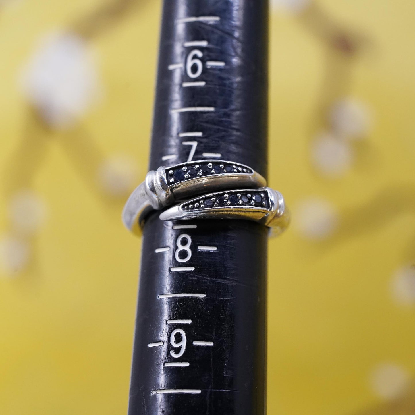 Size 7.25 Elizabeth and James Sterling silver ring, 925 wrap band sapphire