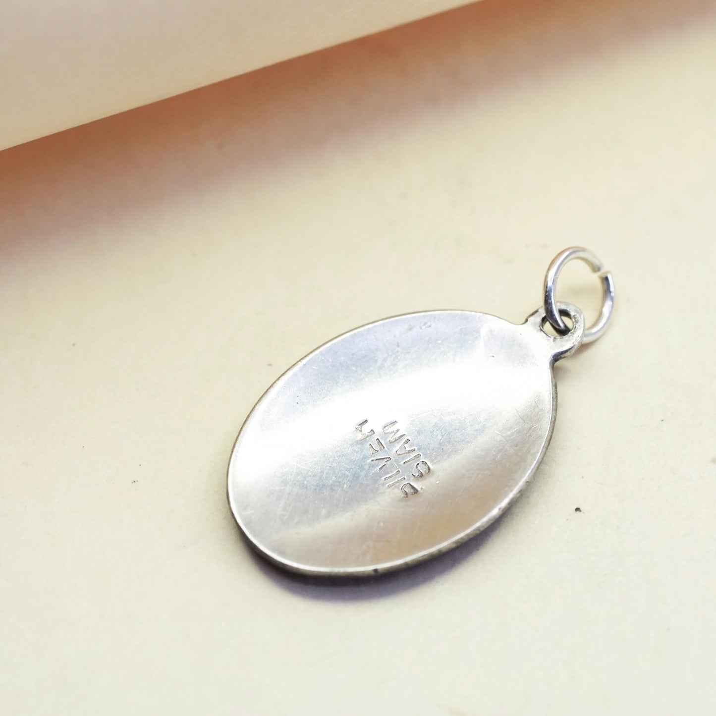 Vintage Siam sterling silver handmade pendant, Indian 925 goodness pendant
