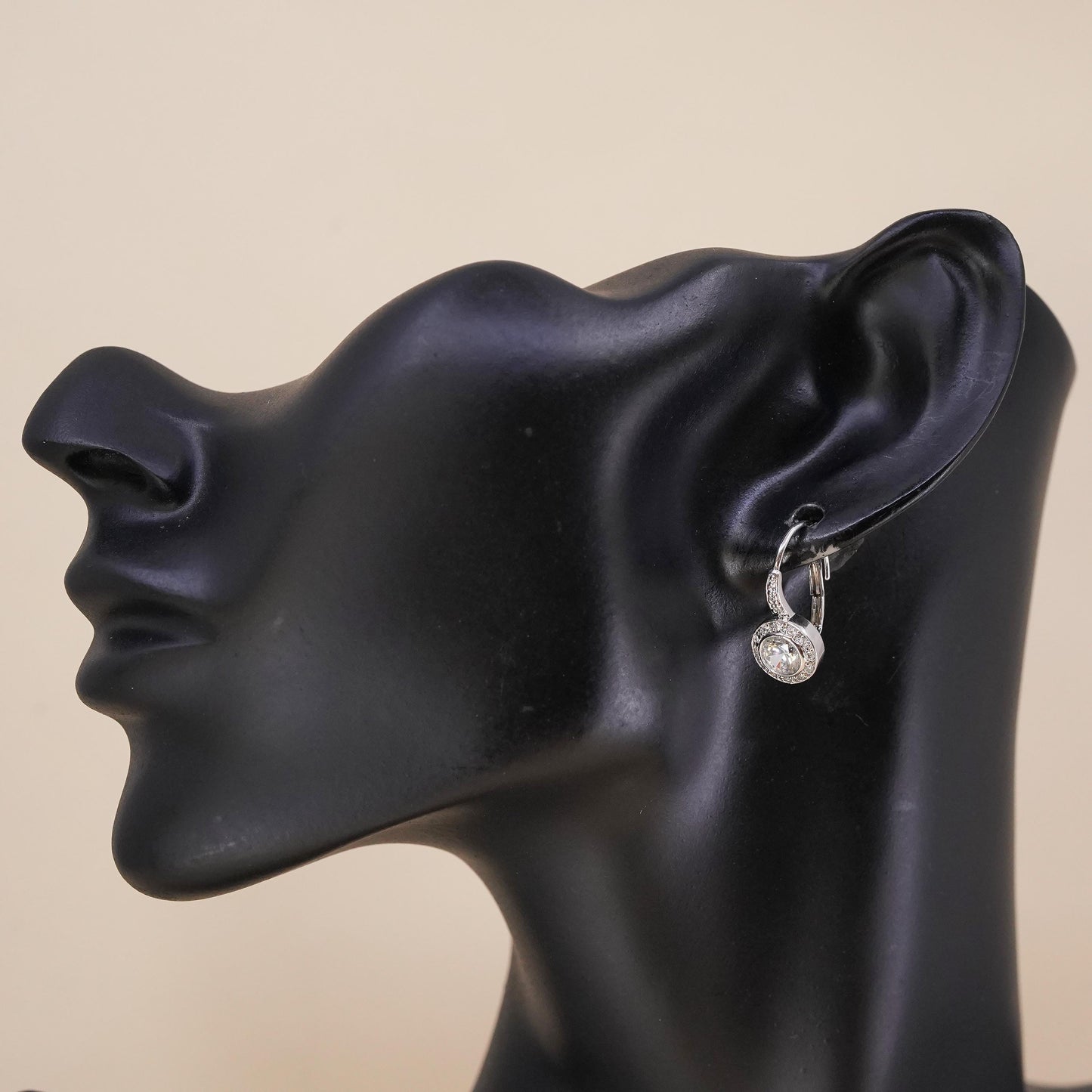 Fashion sterling silver single earring, 925 silver dangle clear Cz lever back