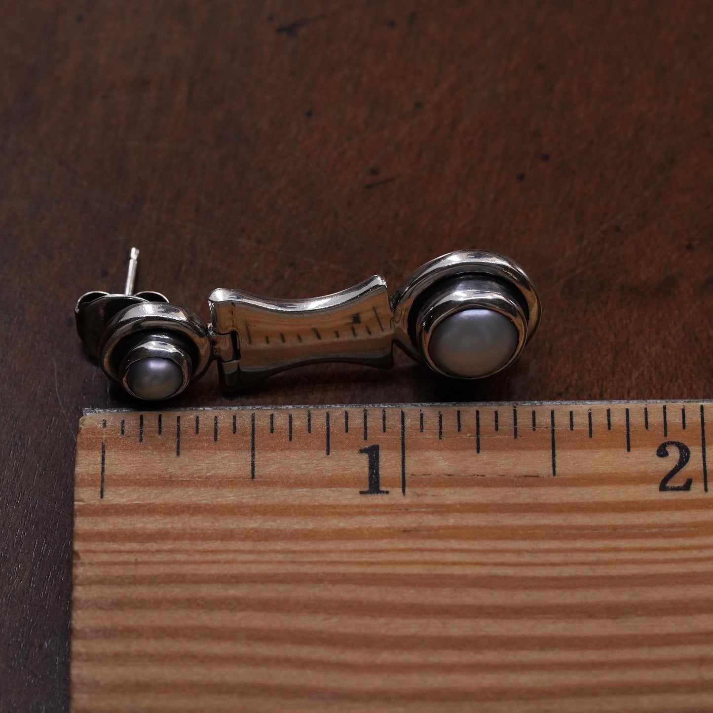 Vintage sterling silver 925 handmade single earring with white pearl