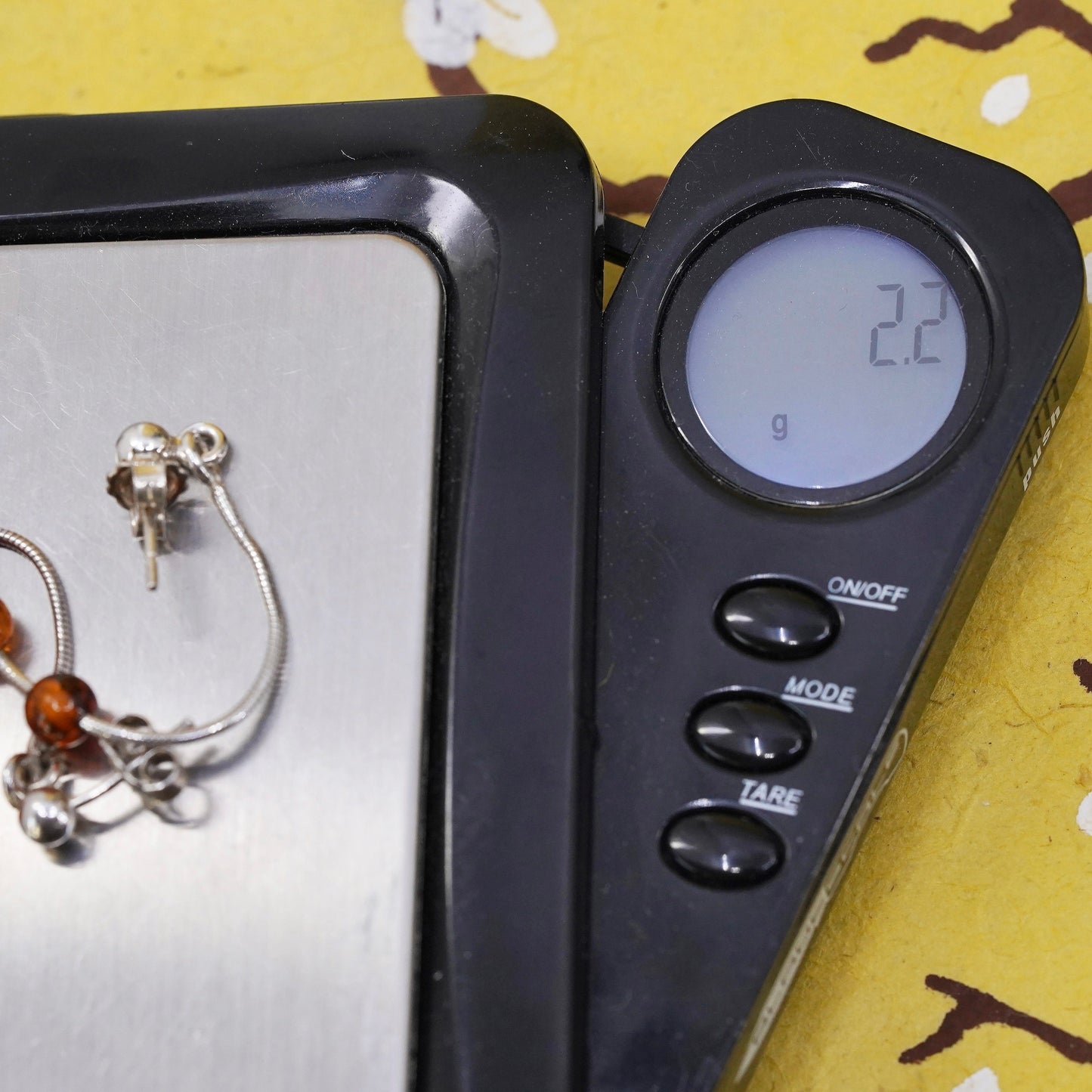 Vintage Sterling 925 silver handmade earrings with Amber beads