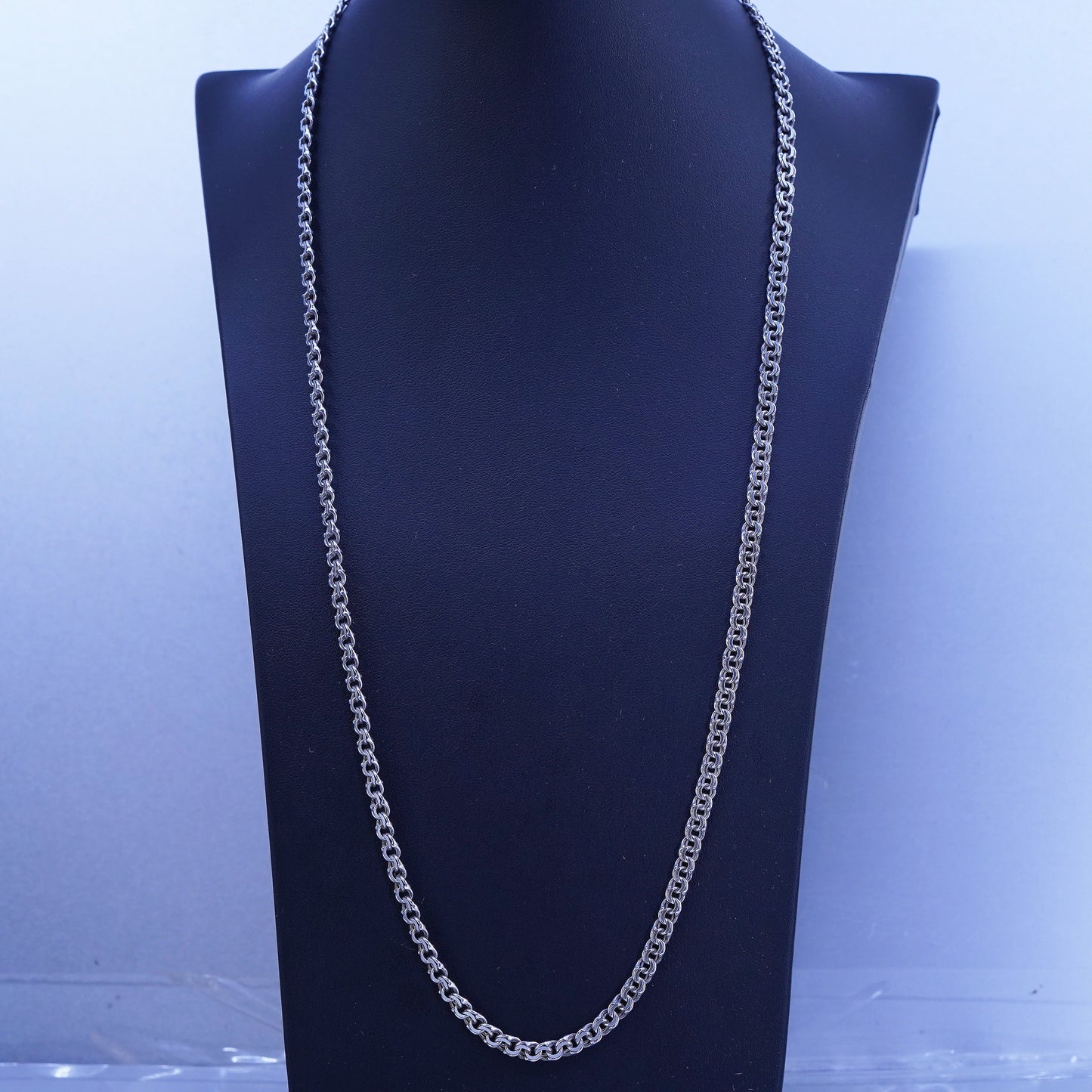 26” 5mm, vintage Sterling 925 silver double curb chain necklace