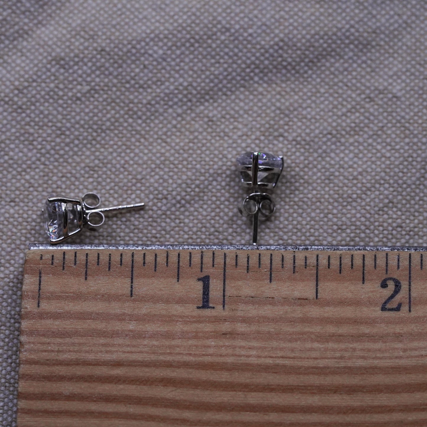 5mm, Sterling silver clear round crystal studs, cz earrings