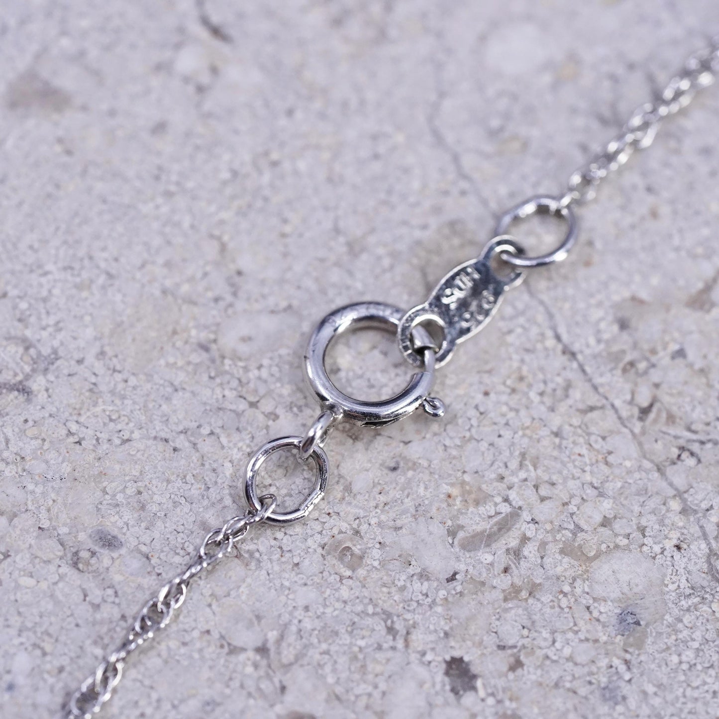 18", Sterling silver 925 Singapore rope chain necklace cluster flower pendant