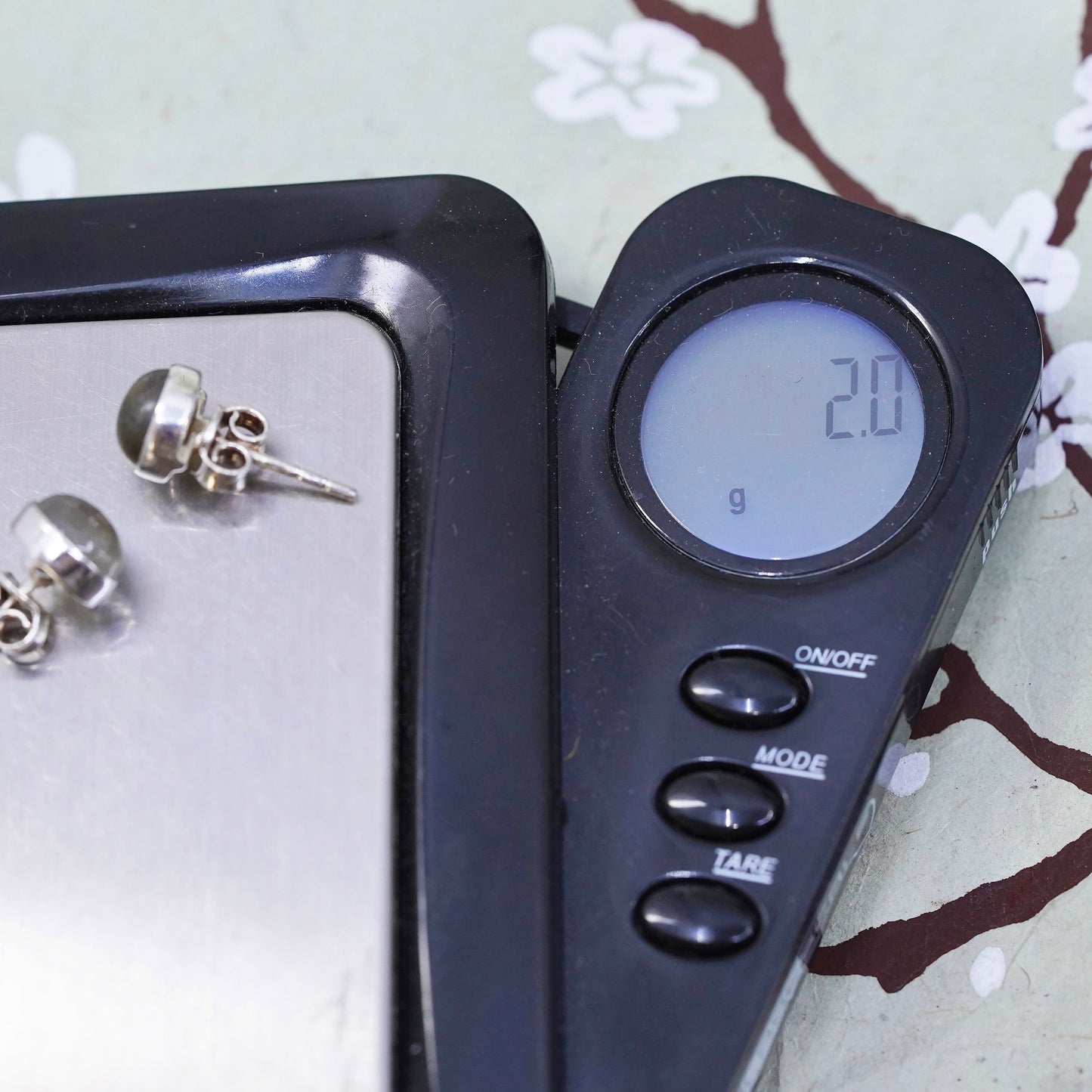 Vintage Sterling 925 silver handmade studs earrings with moonstone