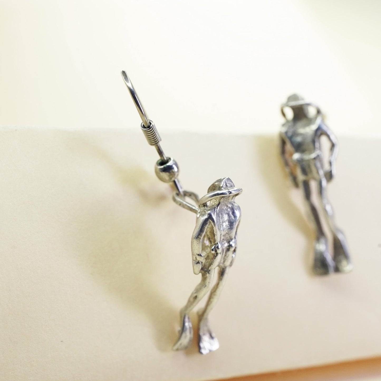Vintage sterling 925 silver handmade diver drop earrings