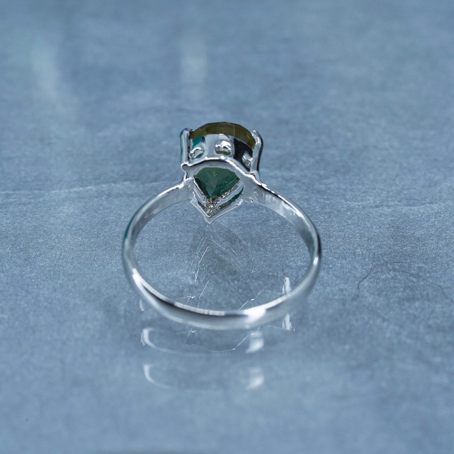 Size 7.75, vintage Sterling 925 silver handmade ring with teardrop citrine