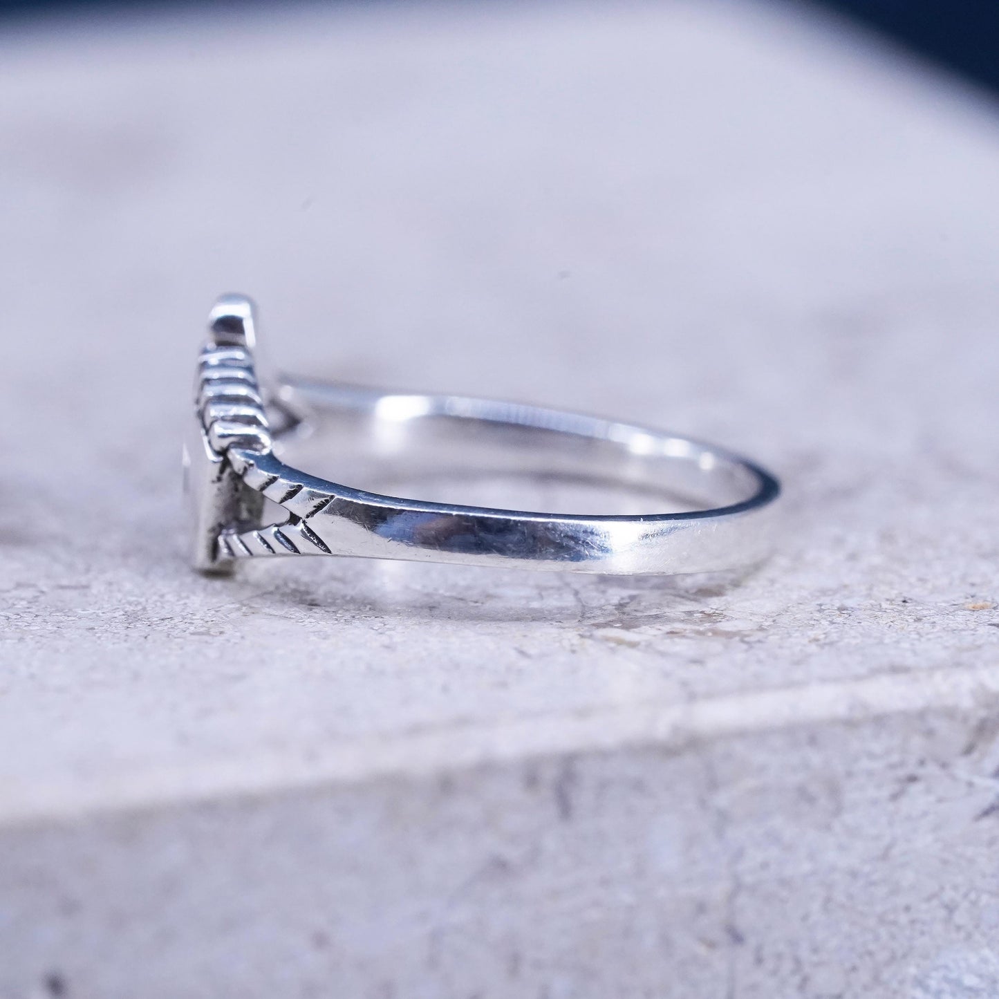 Size 6, vintage Sterling silver handmade band, 925 band with baby footprint