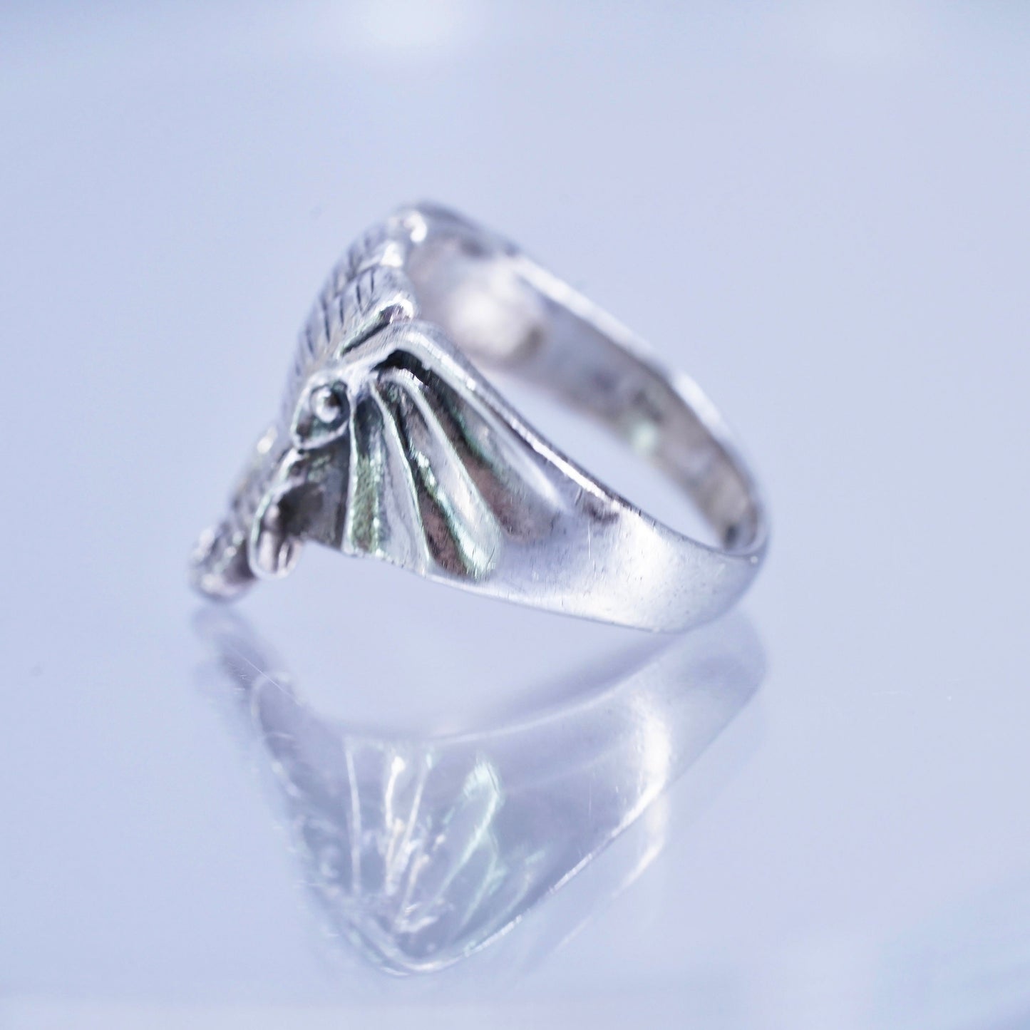 Size 4.5, southwestern Sterling 925 silver handmade ring, elephant head band