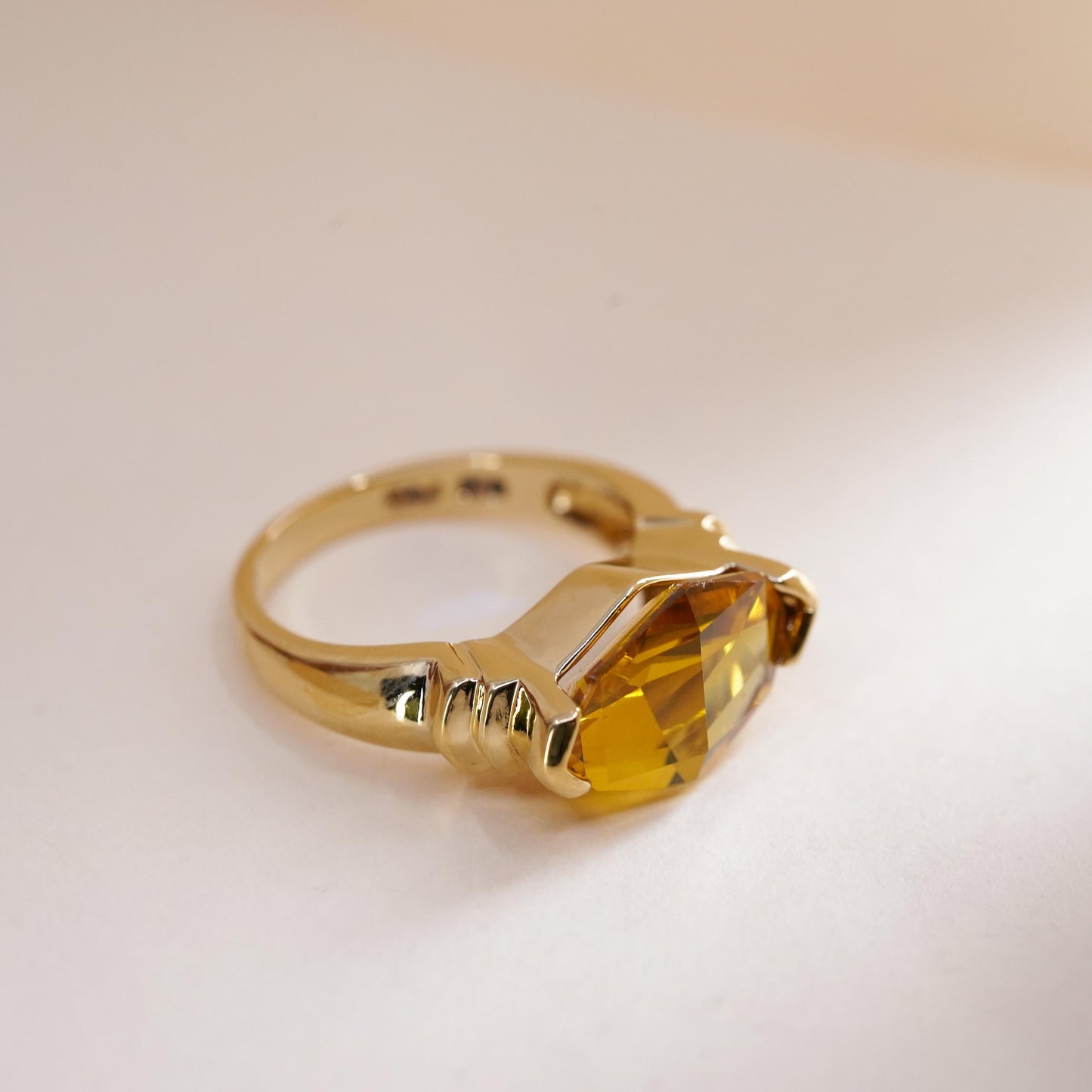 Size 6, Vermeil gold over sterling silver citrine ring, 925 band, engagement