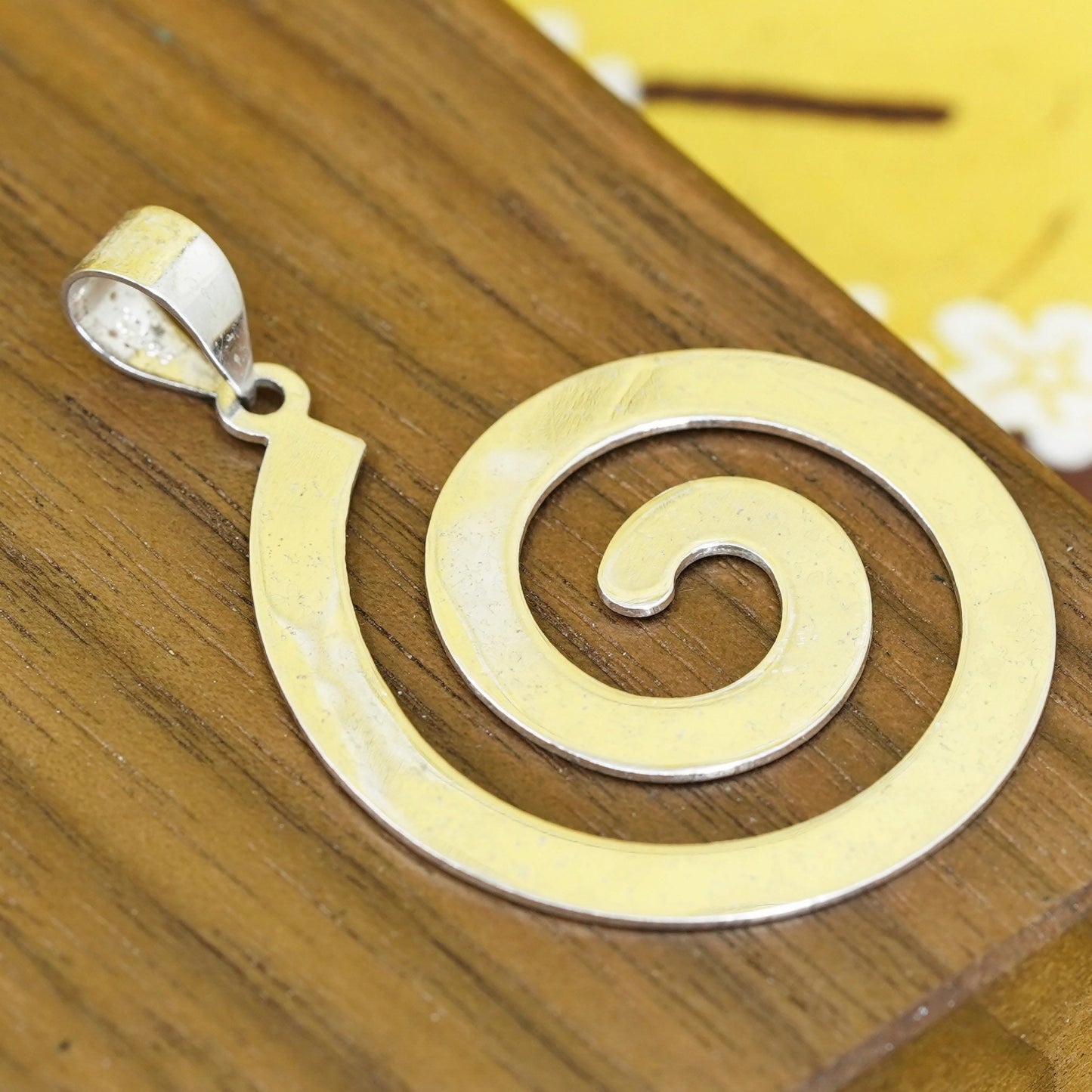 Vintage Sterling silver handmade pendant, 925 silver swirl