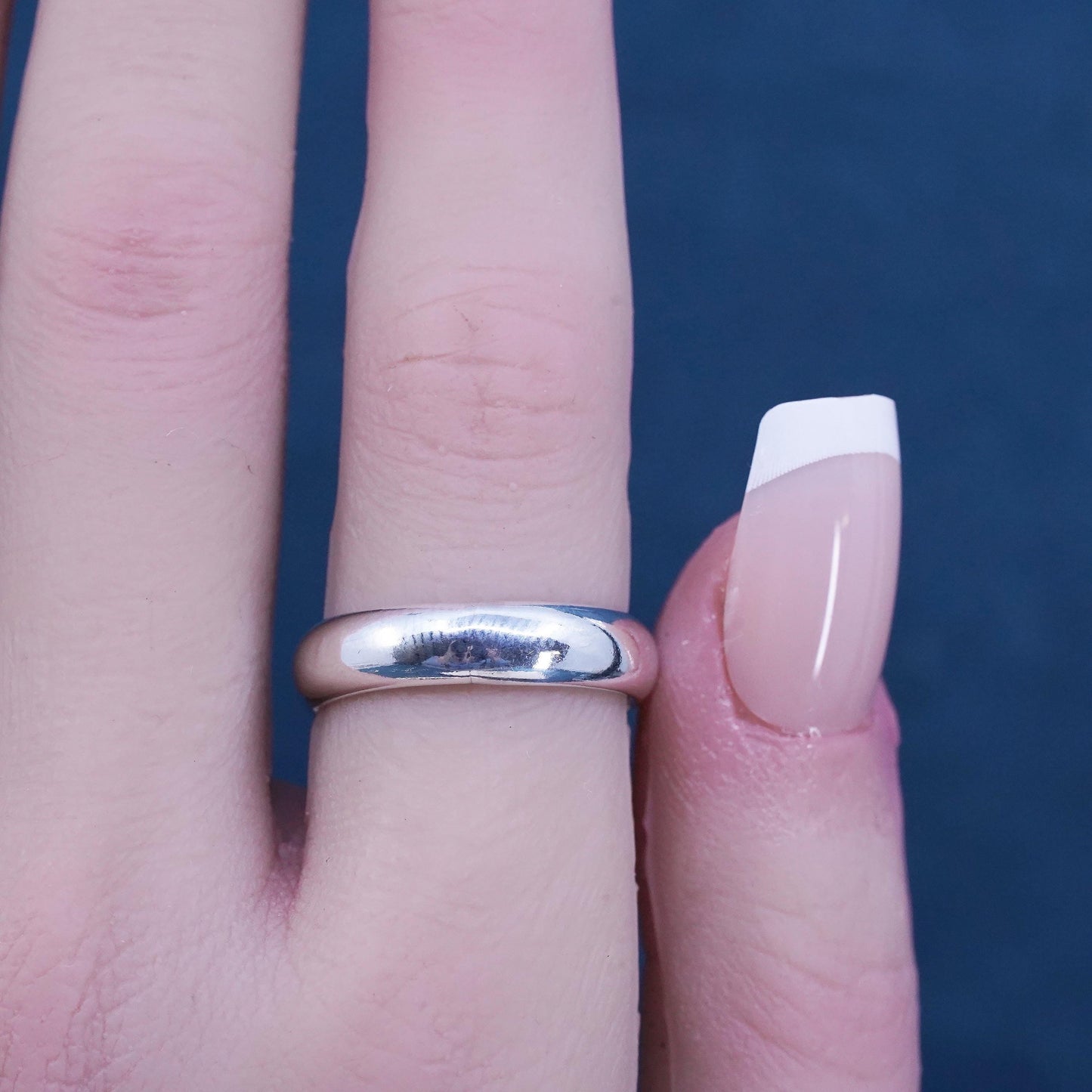 Size 7.5 vintage Sterling silver handmade ring, 925 wedding band