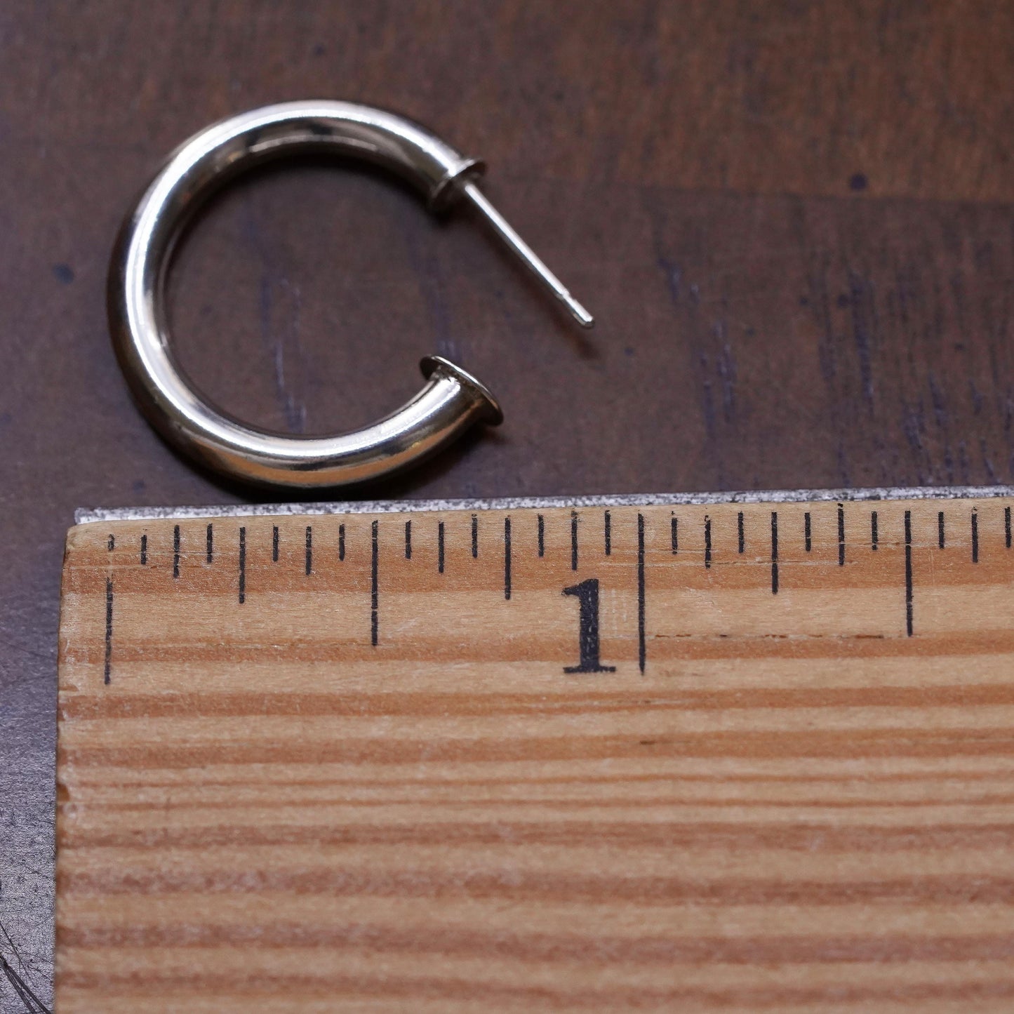 0.75", Vintage sterling silver single earring, minimalist primitive hoop stud