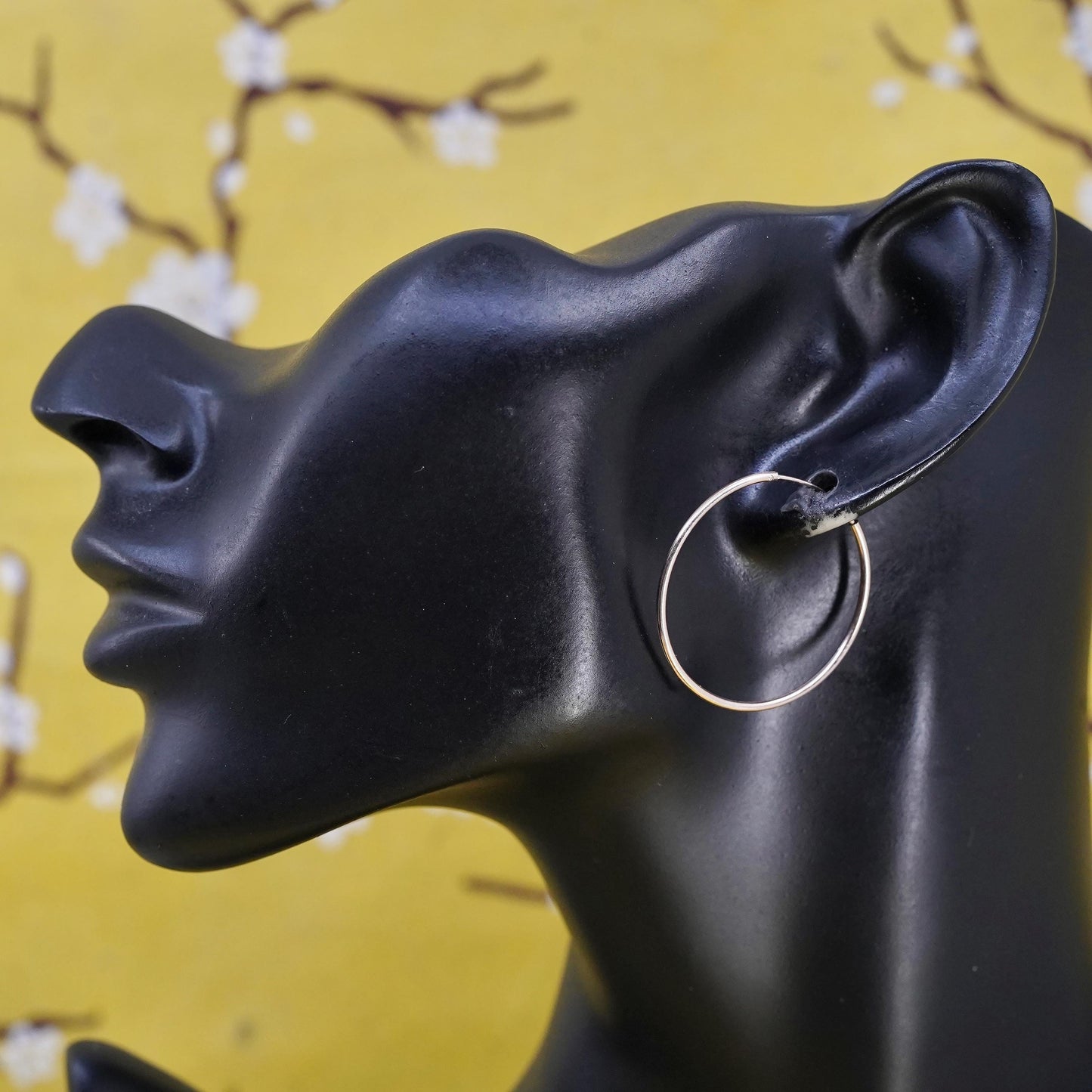 1.25", Vintage vermeil gold plated Sterling silver earrings, 925 thin hoops