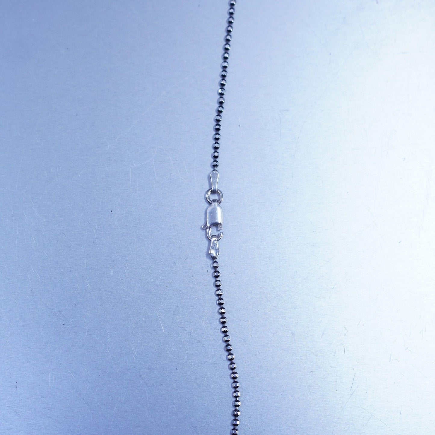 18” 1mm, vintage Italy Sterling 925 silver bead chain necklace