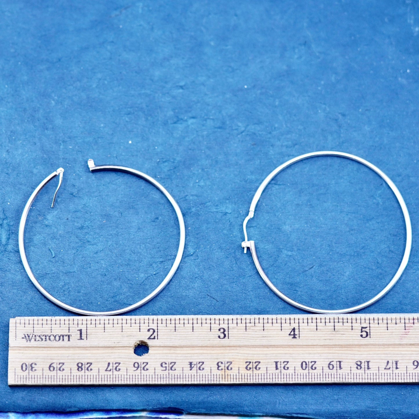 2.5”, vintage Italy Sterling 925 silver handmade huge round hoop earrings