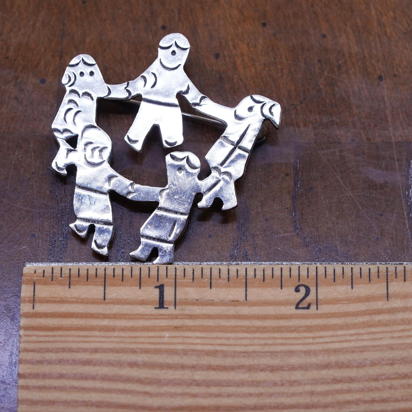 Vintage Mexican sterling silver handmade brooch, 925 save the children pendant