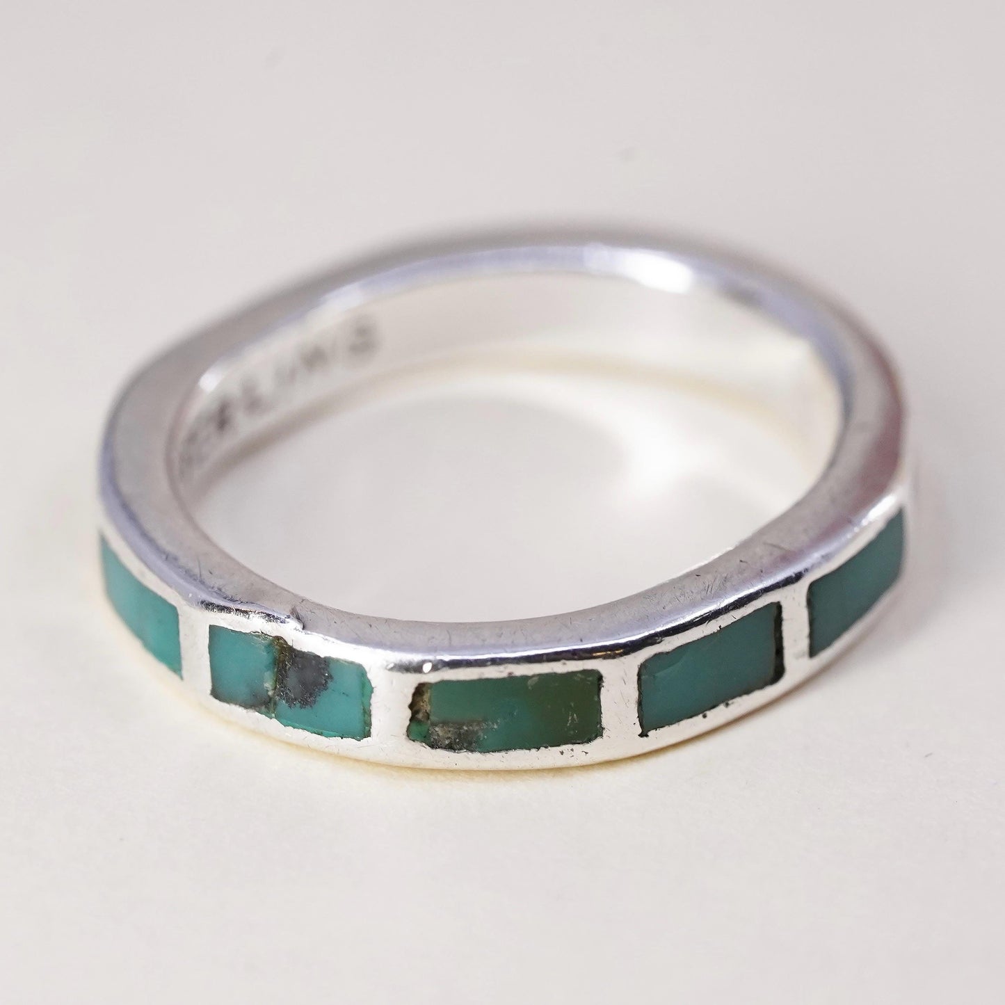Size 5.5, Native American Bell Trading sterling silver ring, 925 band turquoise