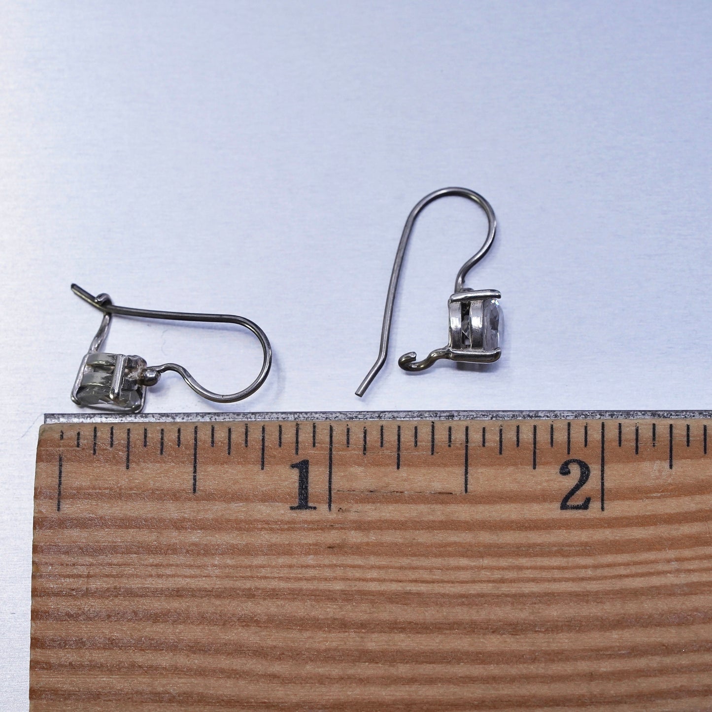 Vintage Sterling 925 silver handmade earrings with heart Cz
