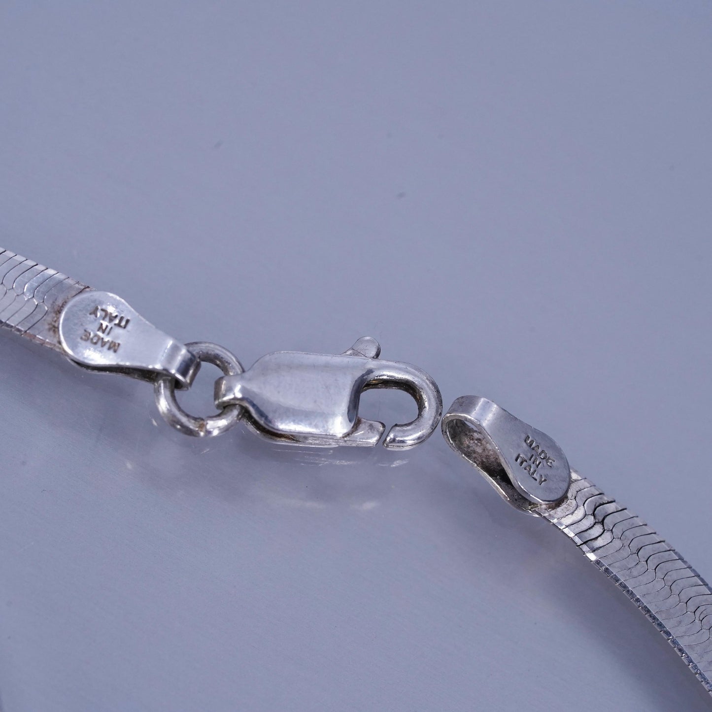 18” 4mm, vintage Italy Sterling 925 silver textured herringbone chain necklace