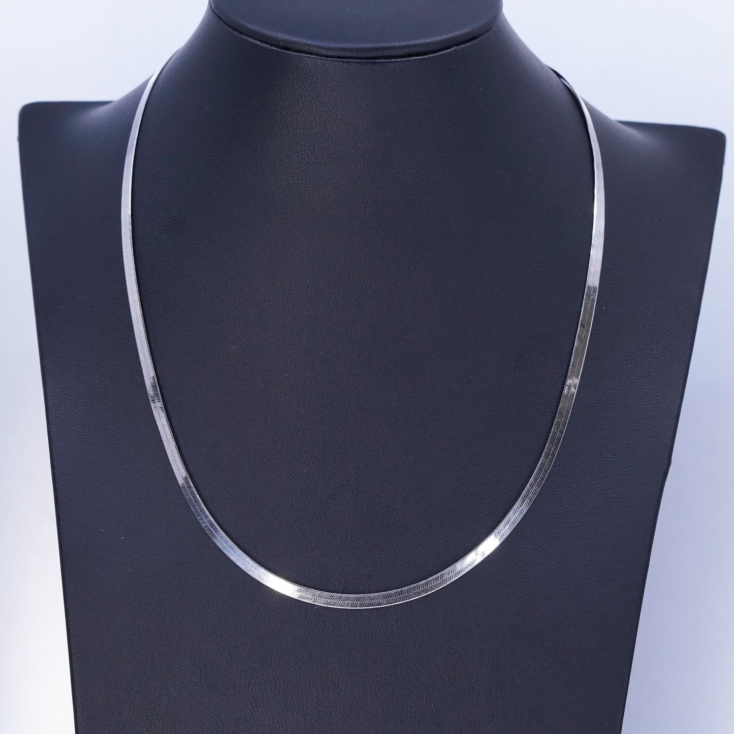 18” 4mm, vintage Italy Sterling 925 silver textured herringbone chain necklace