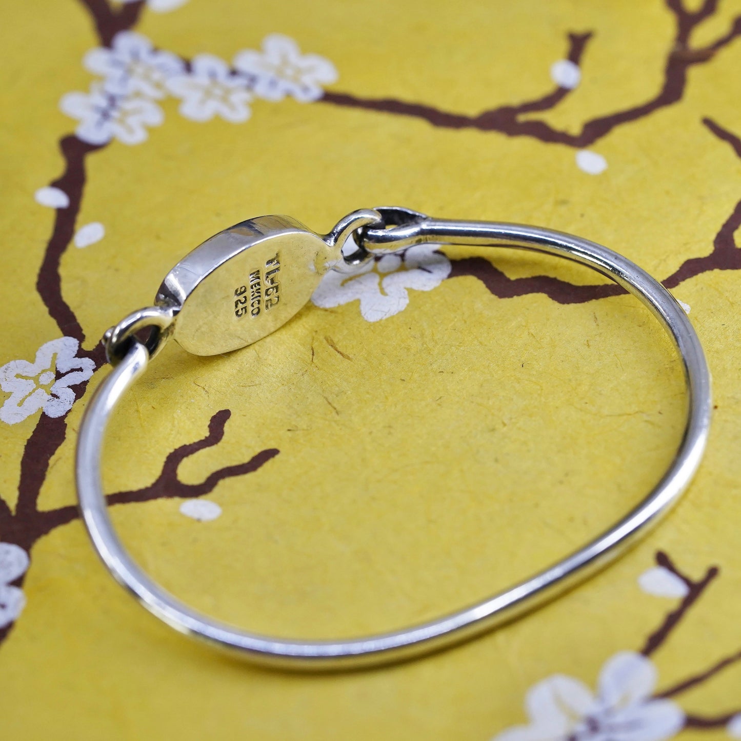 6.5”, sterling silver bracelet, 925 bangle with name tag monogram letter “A”