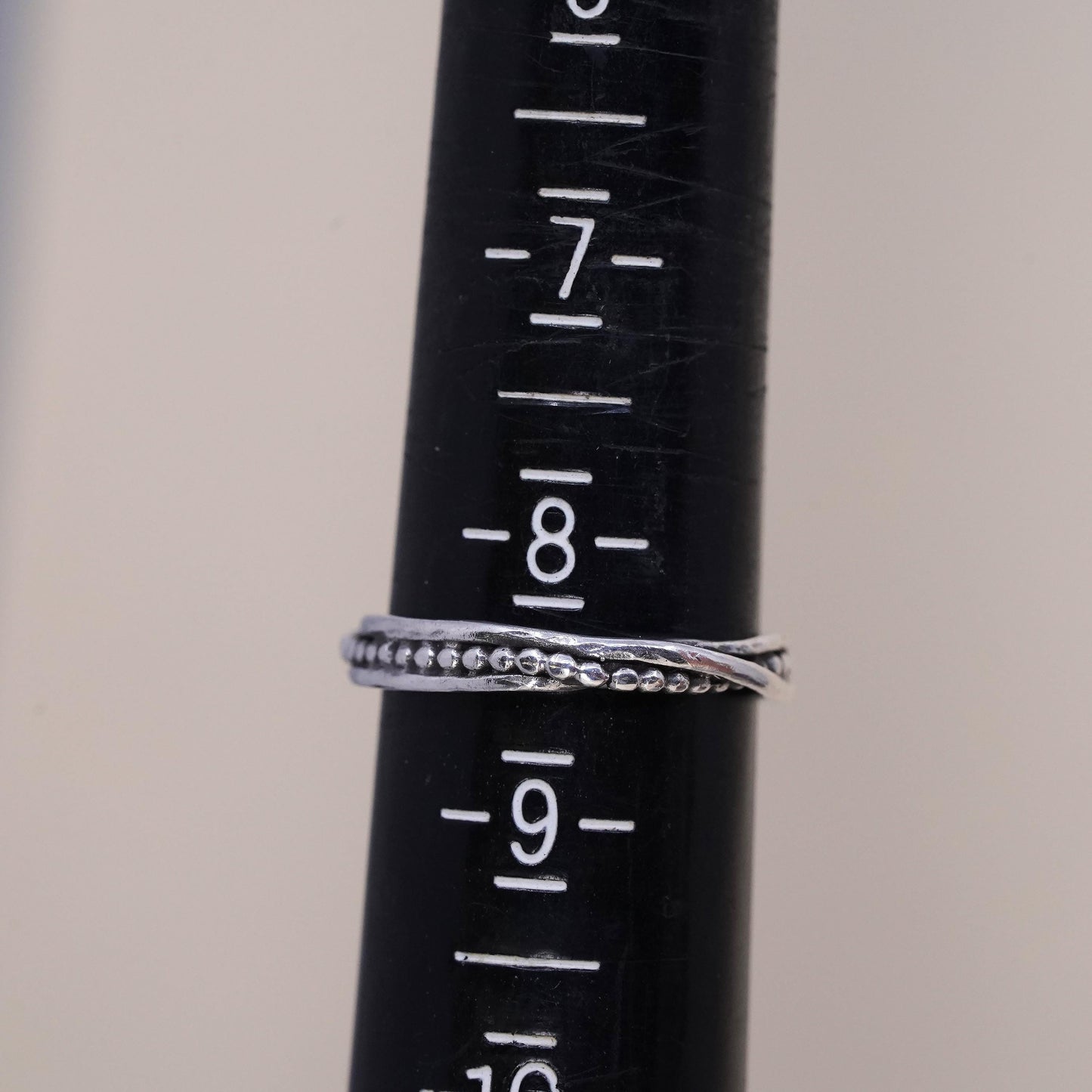 Size 8.25, Israel Pz Or Paz Sterling silver ring, 925 thin band floral texture