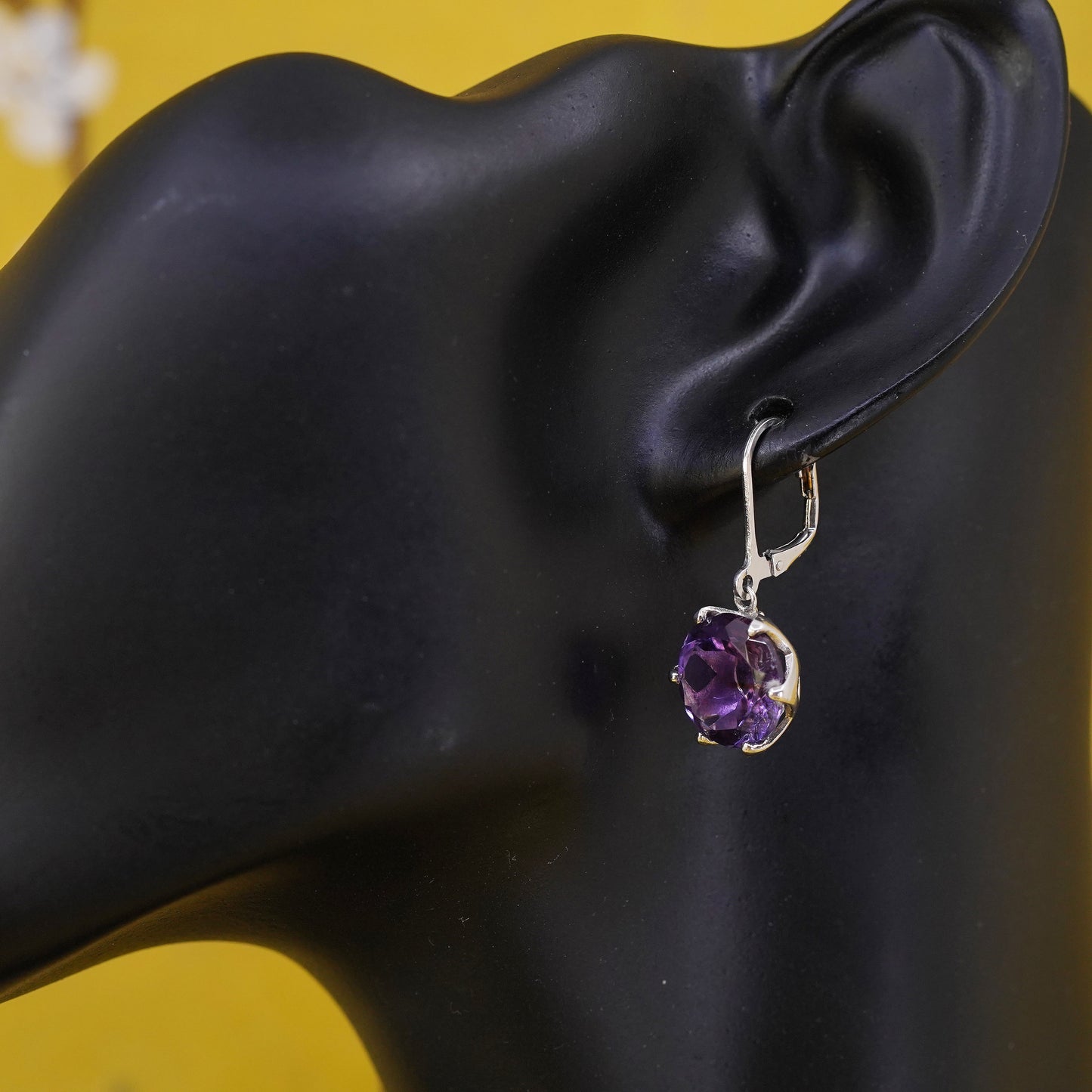 Vintage Sterling 925 silver handmade earrings with amethyst