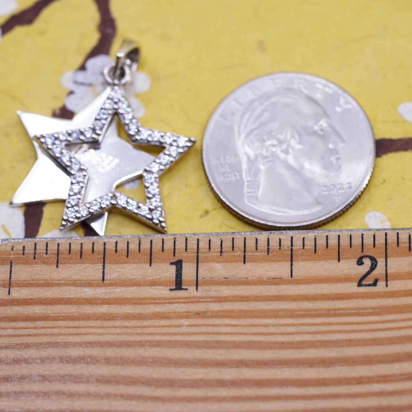 Vintage Judith Jack Sterling silver pendant, 925 double star cluster cz Kelsey