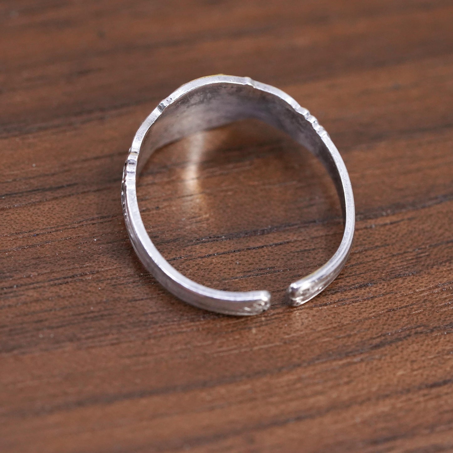 Size 7, adjustable VTG Sterling 925 silver handmade band, Sterling spoon ring