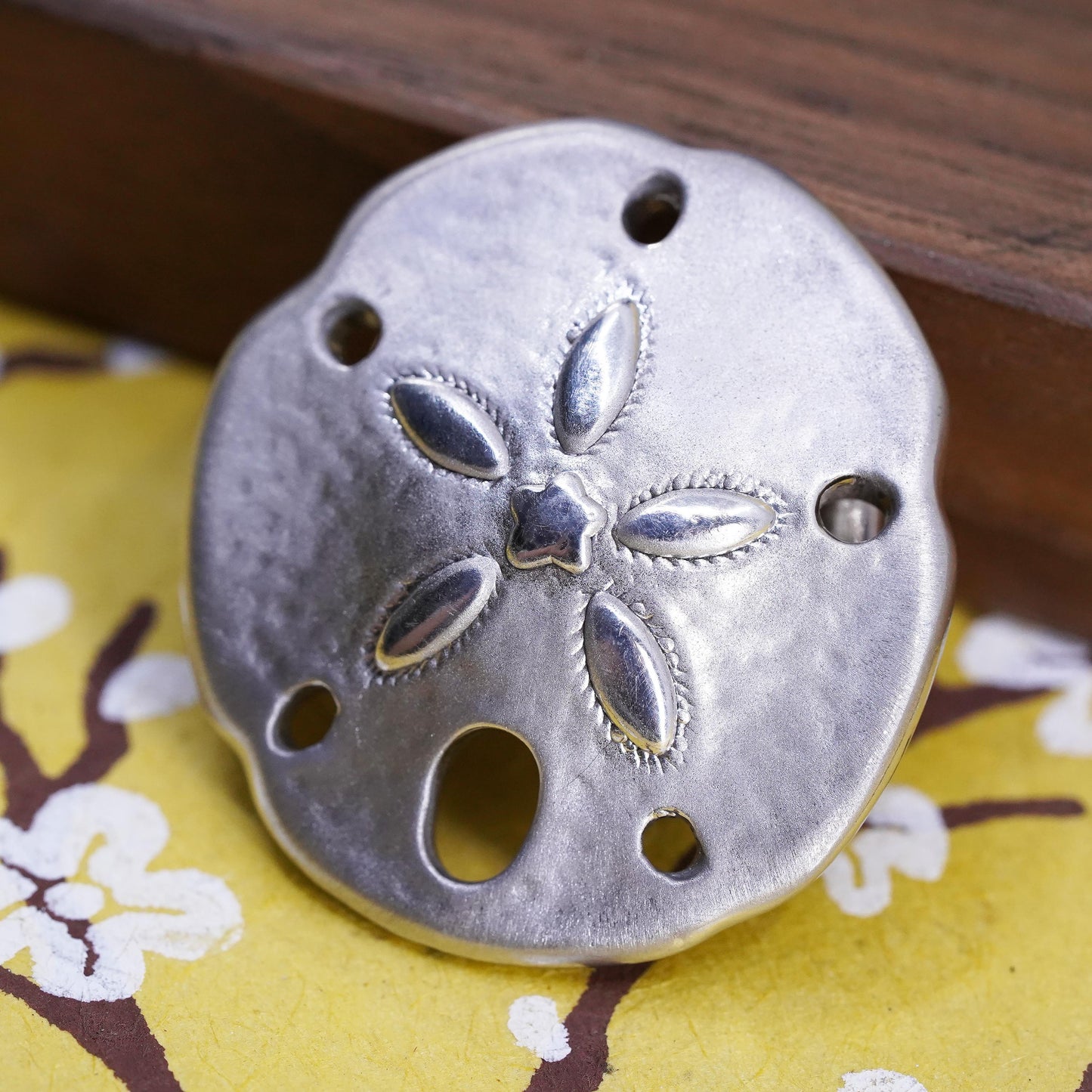Vintage Italian Sterling Silver Handmade Pendant, 925 sand dollar charm Pendant