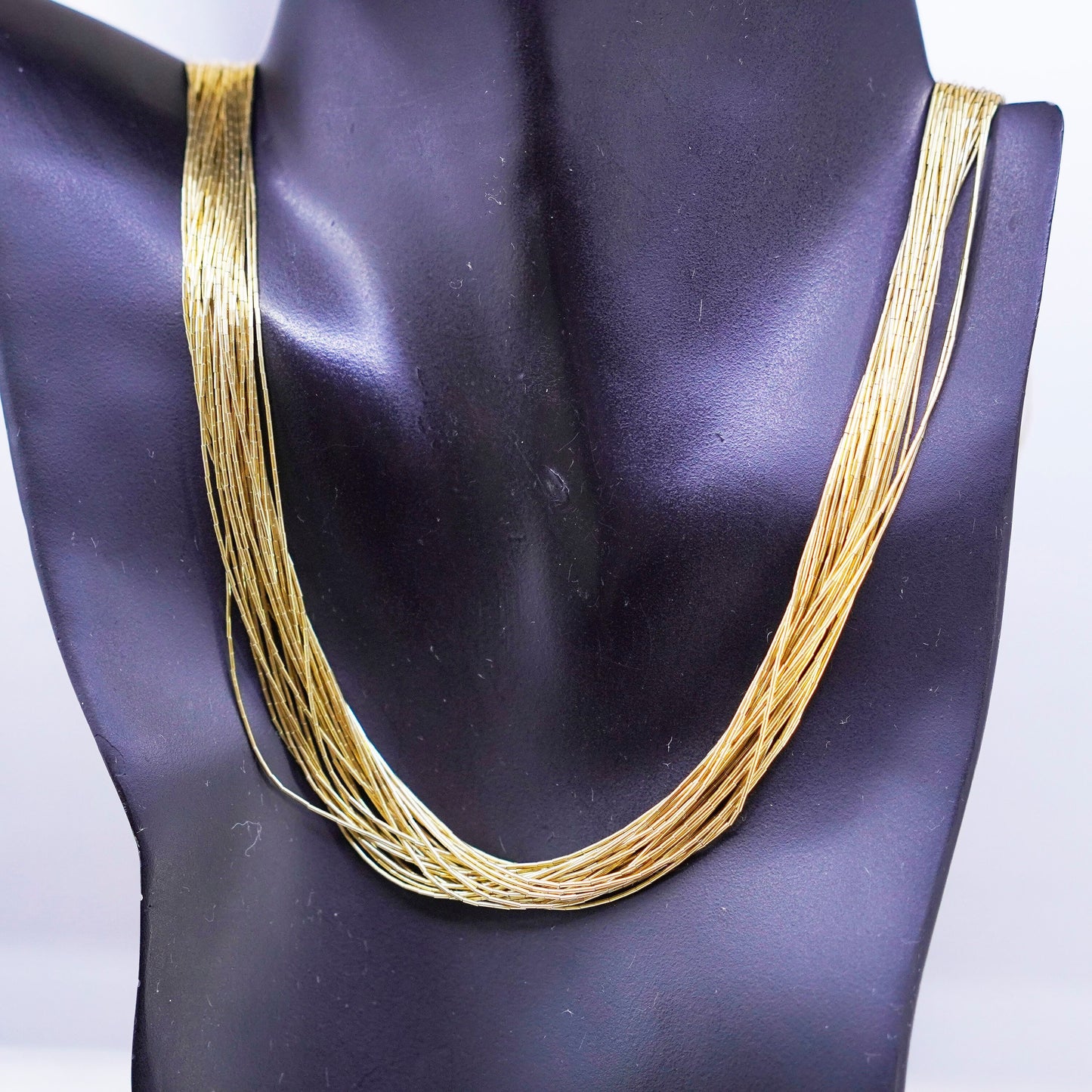 30”, vermeil gold liquid Sterling silver 30 strands necklace, Native American