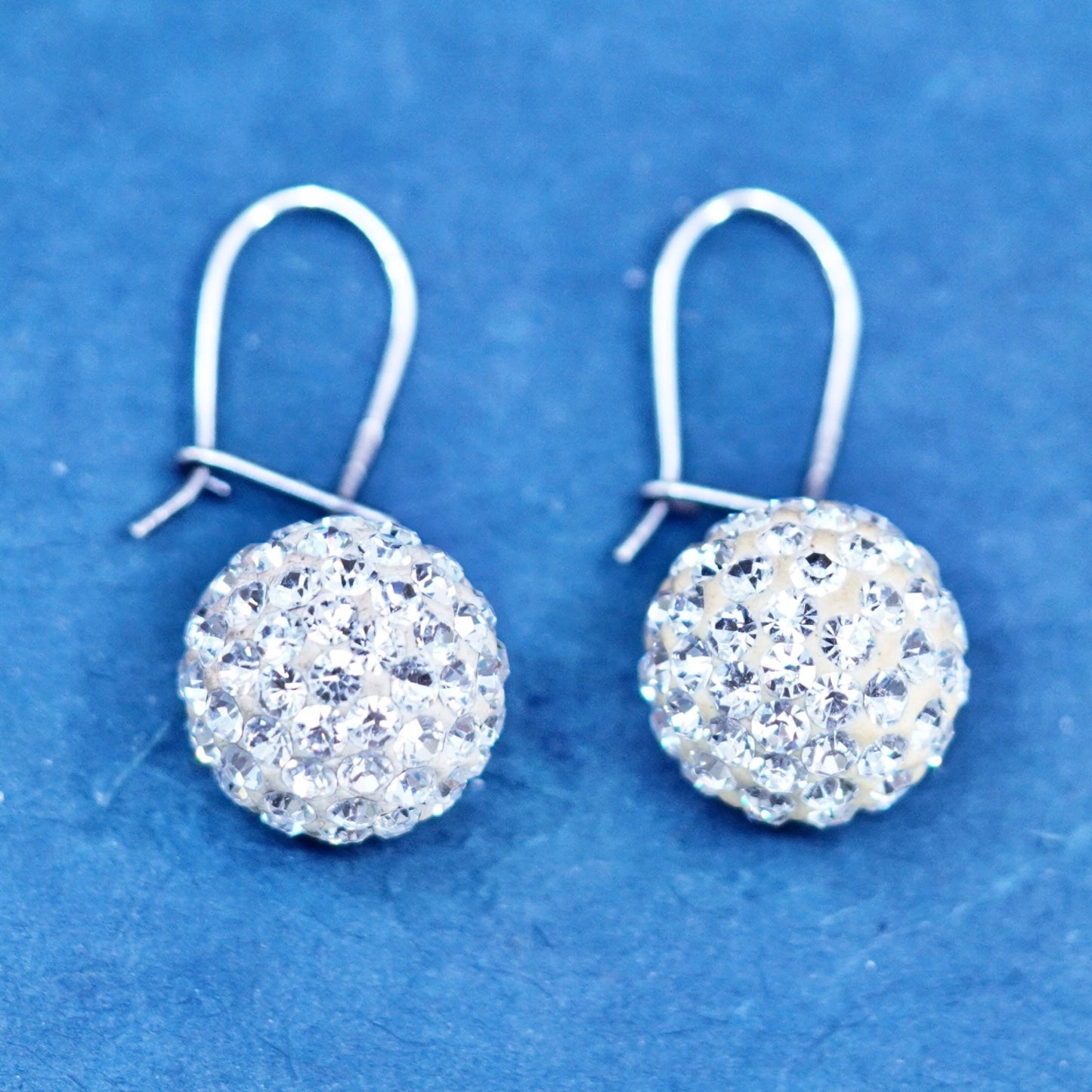 Vintage sterling 925 silver handmade bead earrings with cluster Cz