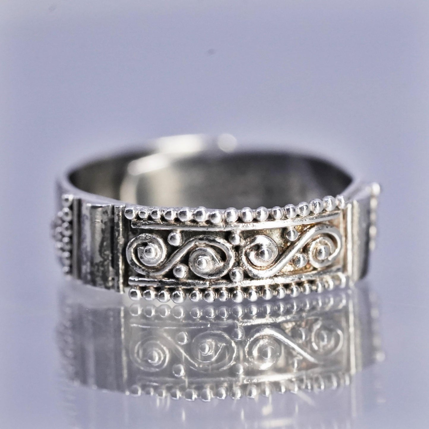 size adjustable, VTG Sterling Silver Handmade Ring, textured 925 Open End Band