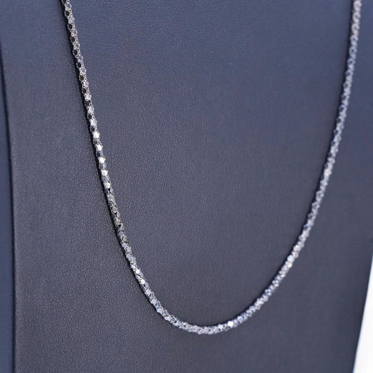 24" 2mm, vintage Italy Sterling 925 silver oxidized popcorn chain necklace