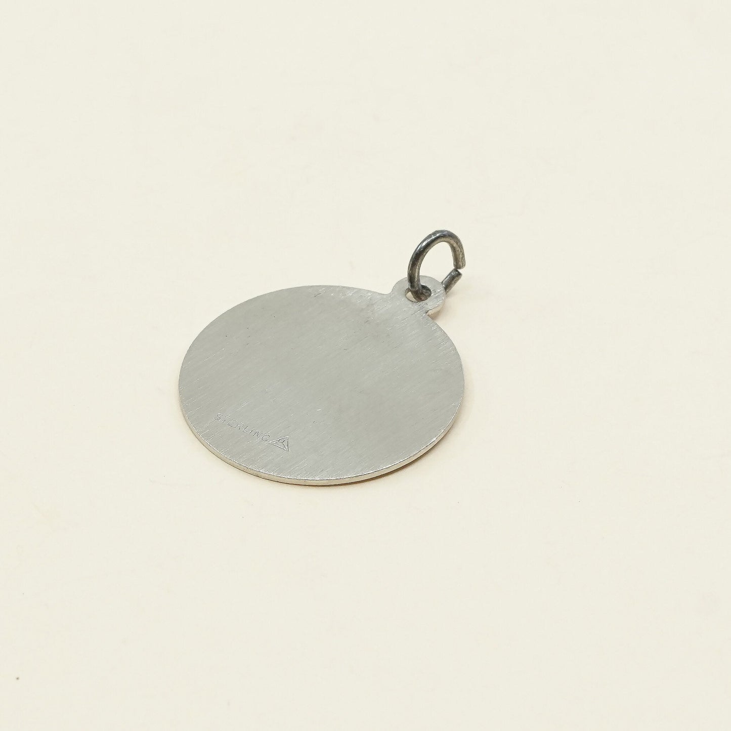 vtg sterling silver graduation pendant, 925 silver circle tag charm