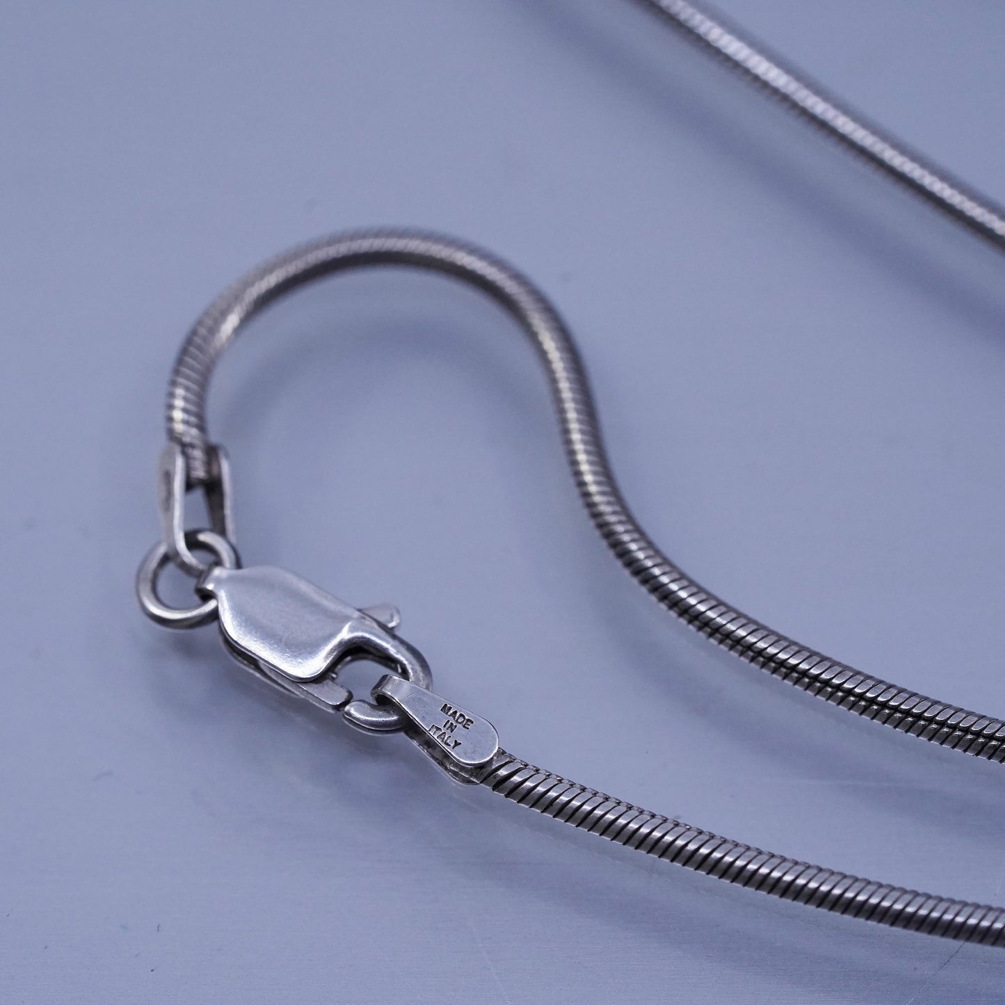 18” 1.6mm, vintage Sterling 925 silver snake chain necklace