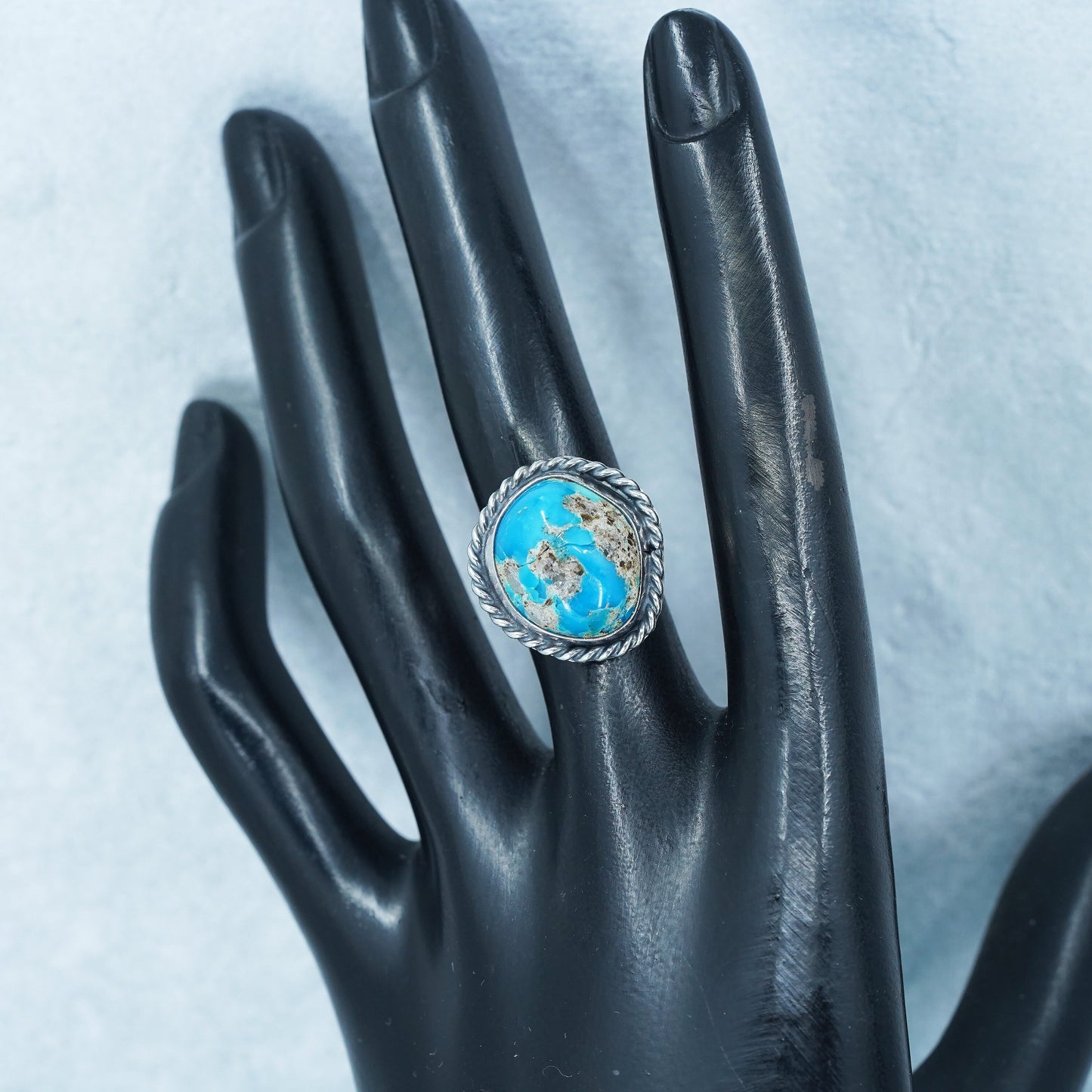 Size 5.25, Native American navajo Sterling 925 silver handmade ring turquoise