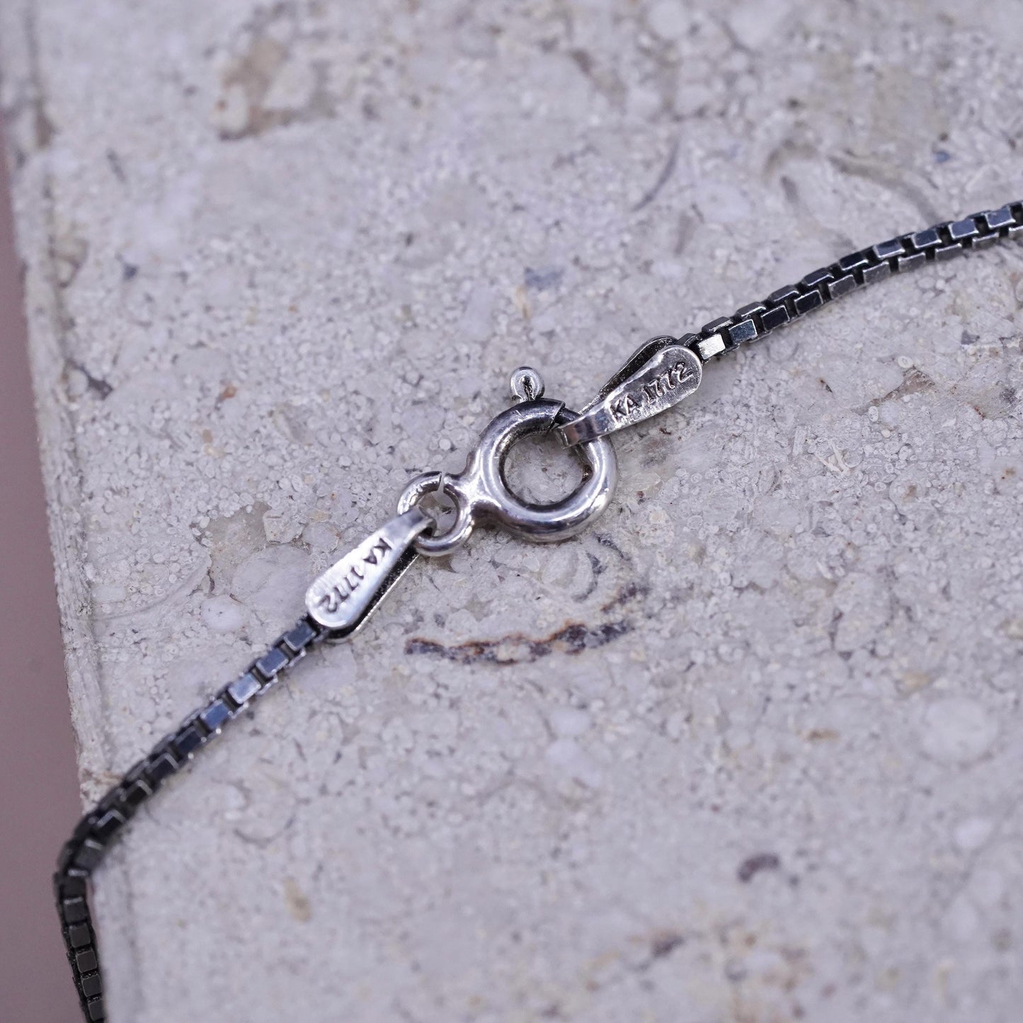20", sterling 925 silver box chain necklace white quartz cross charm