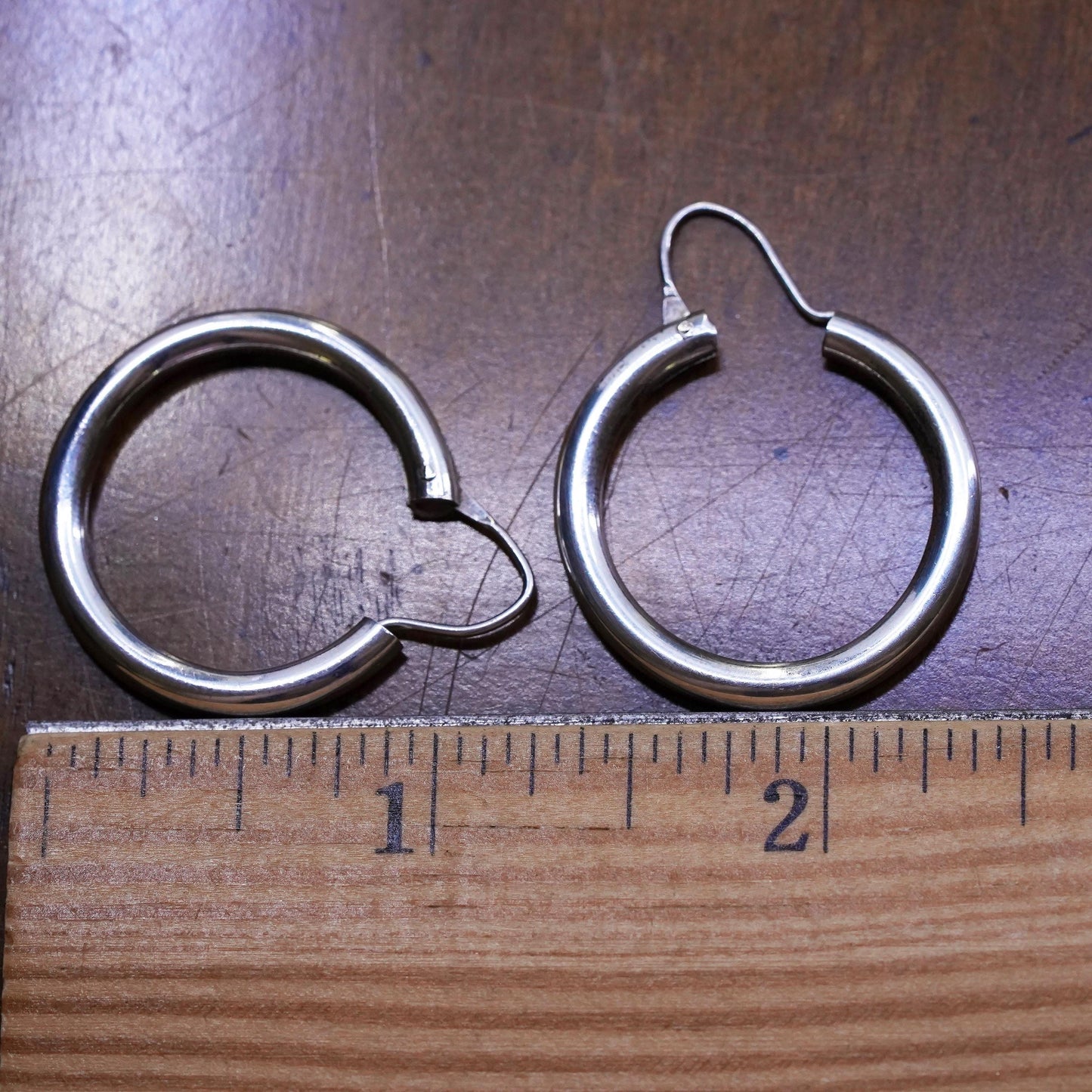 1.25", sterling silver loop earrings, fashion minimalist primitive wide hoops