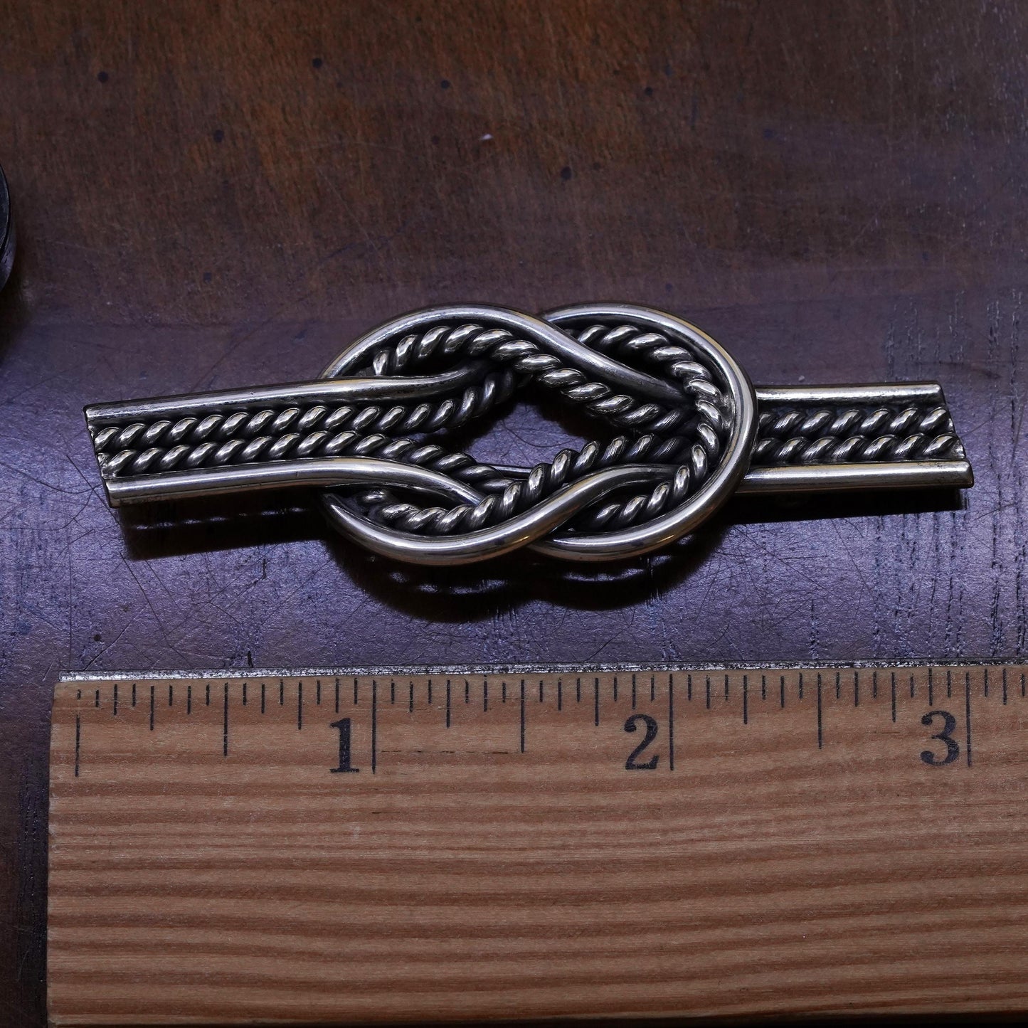 Vintage handmade sterling 925 silver cable knotted brooch