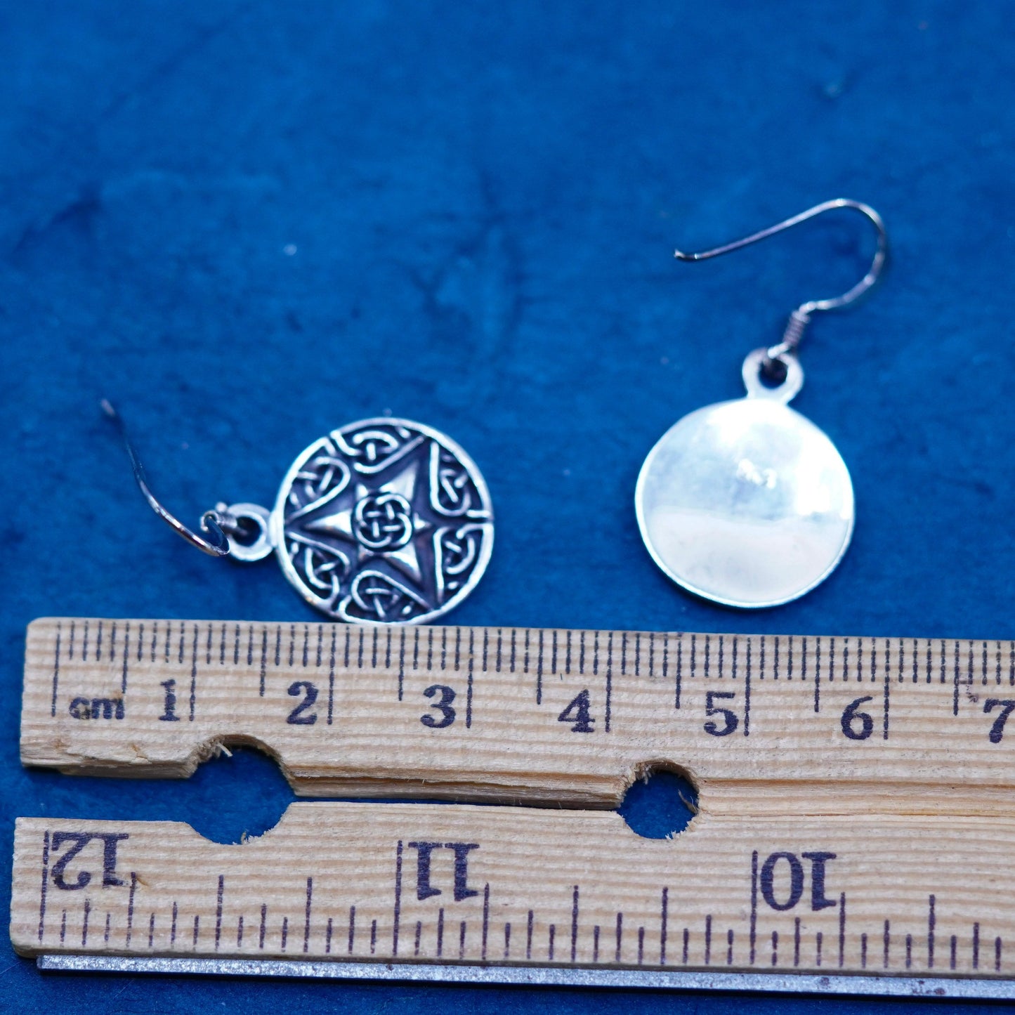 Vintage sterling silver handmade earrings, 925 celtic knot Irish drop