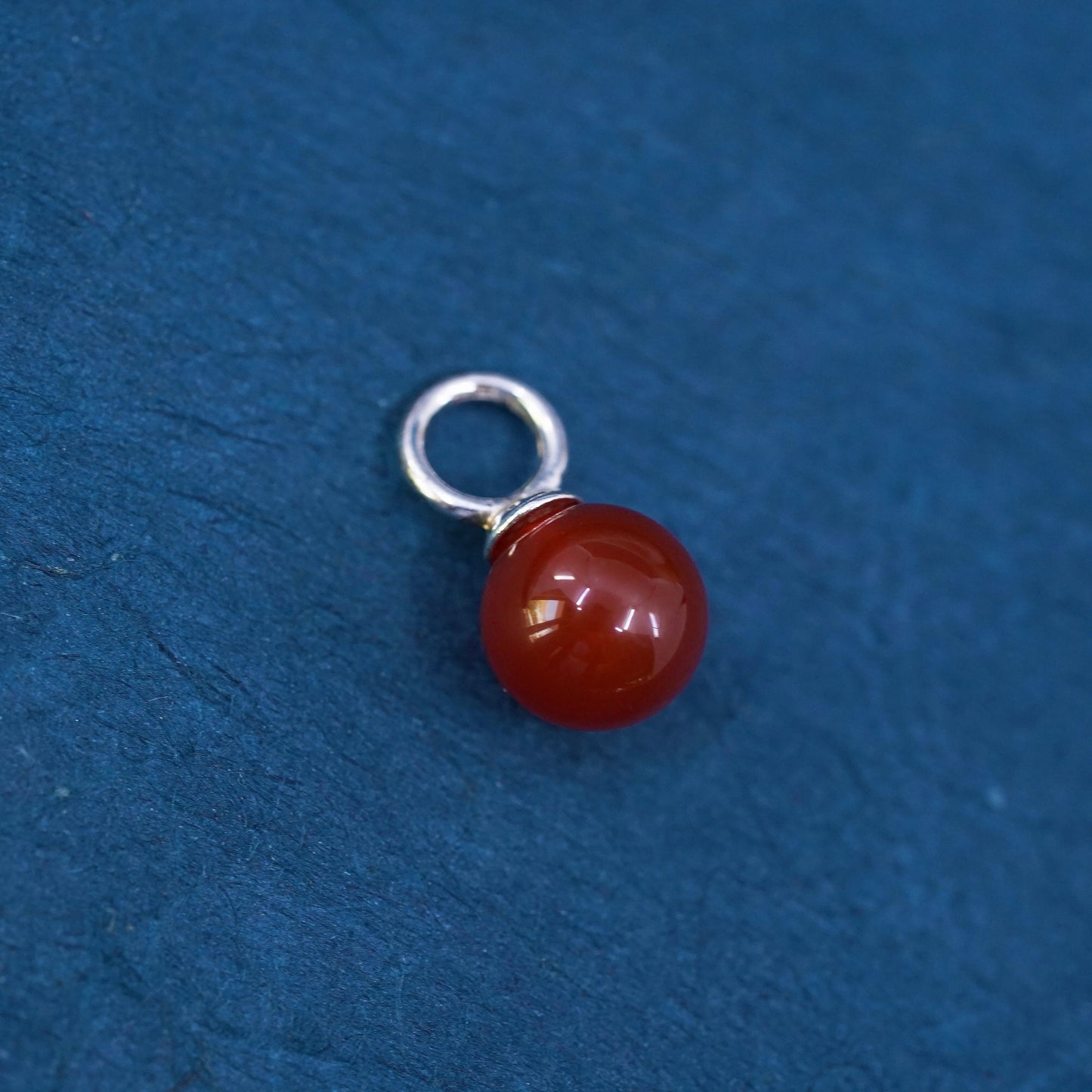 Vintage sterling silver handmade pendant, 925 charm with carnelian bead
