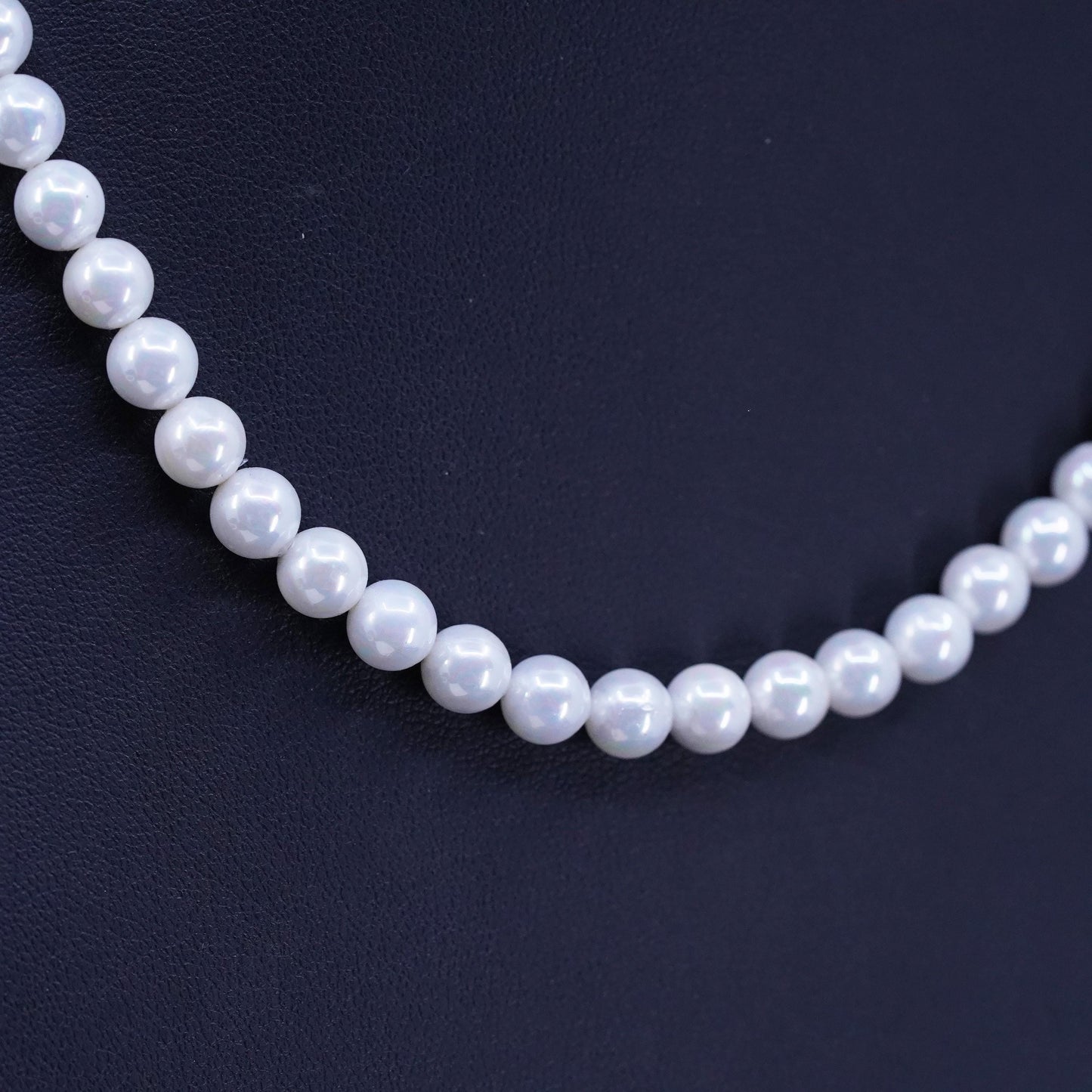 16", vintage Sterling 925 silver handmade necklace 6mm white freshwater pearls