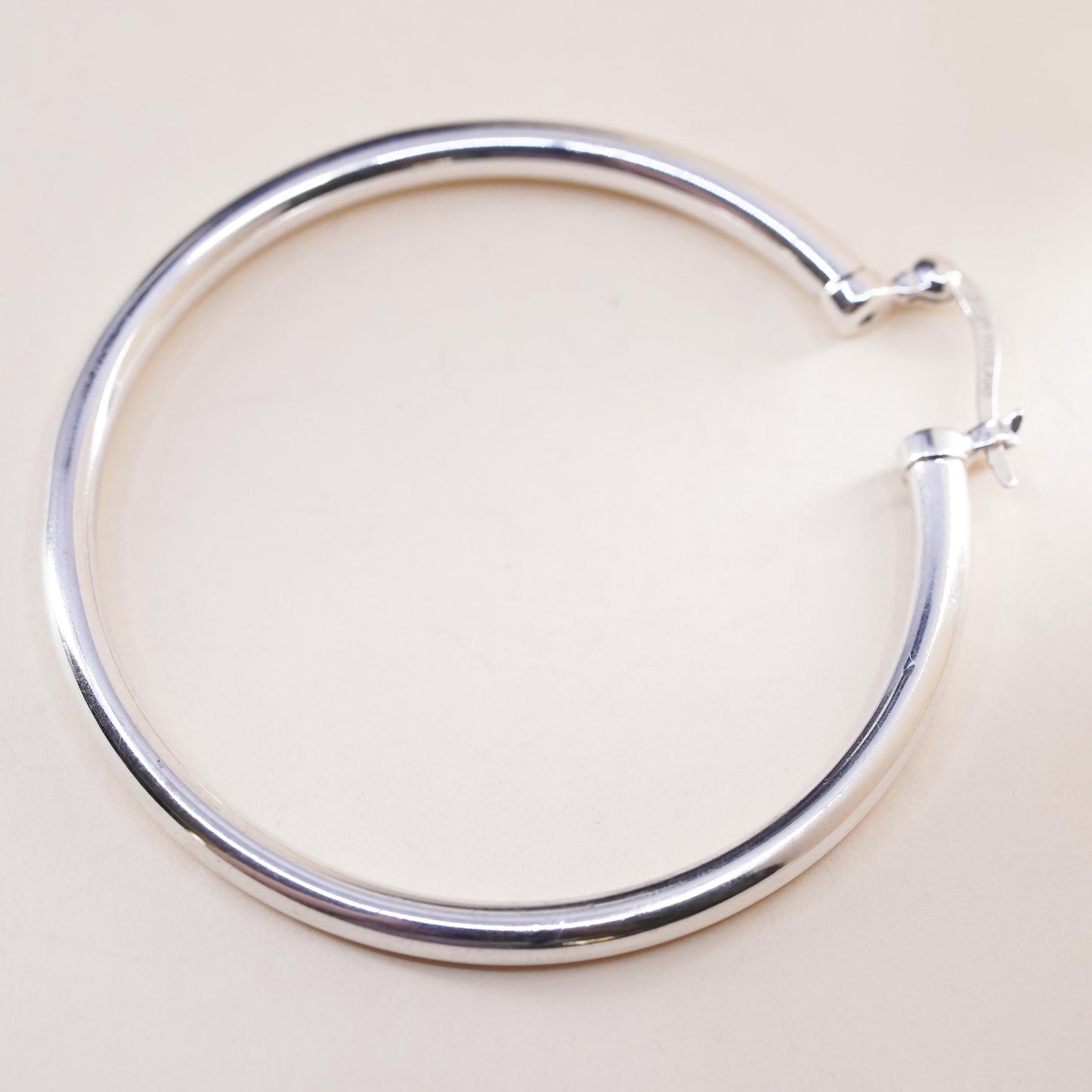 2", Vintage sterling 925 silver loop single earring, minimalist primitive hoop